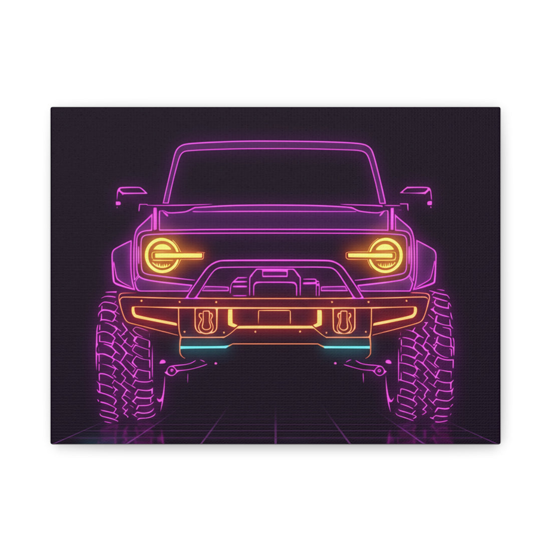 Ford Bronco (2021+) Neon Synthwave Canvas Wall Art