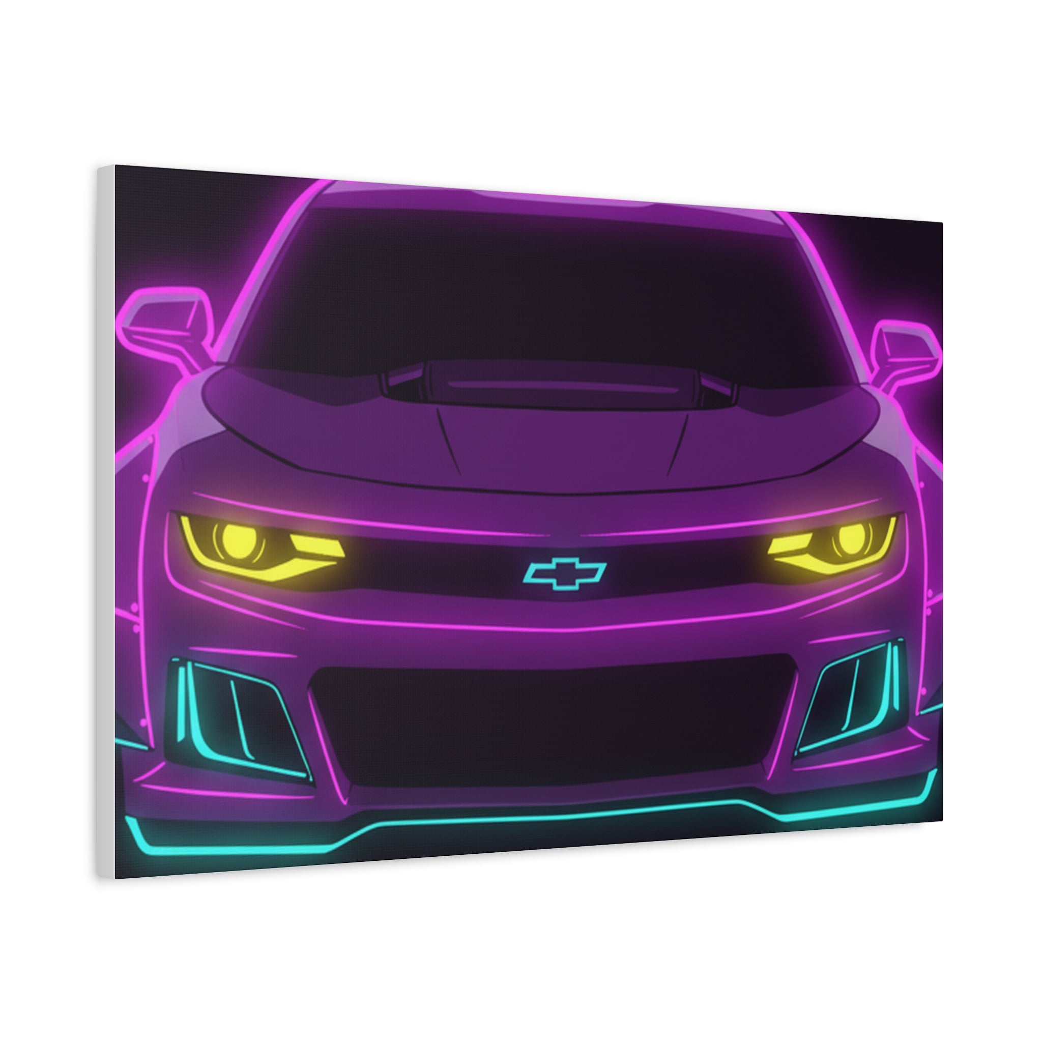 Chevrolet Camaro ZL1 Neon Synthwave Canvas Wall Art