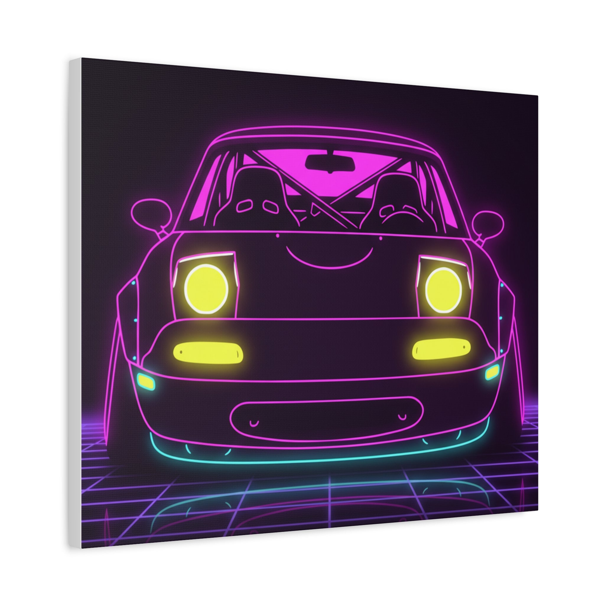 Mazda Miata NA (1989-97) Neon Synthwave Canvas Wall Art