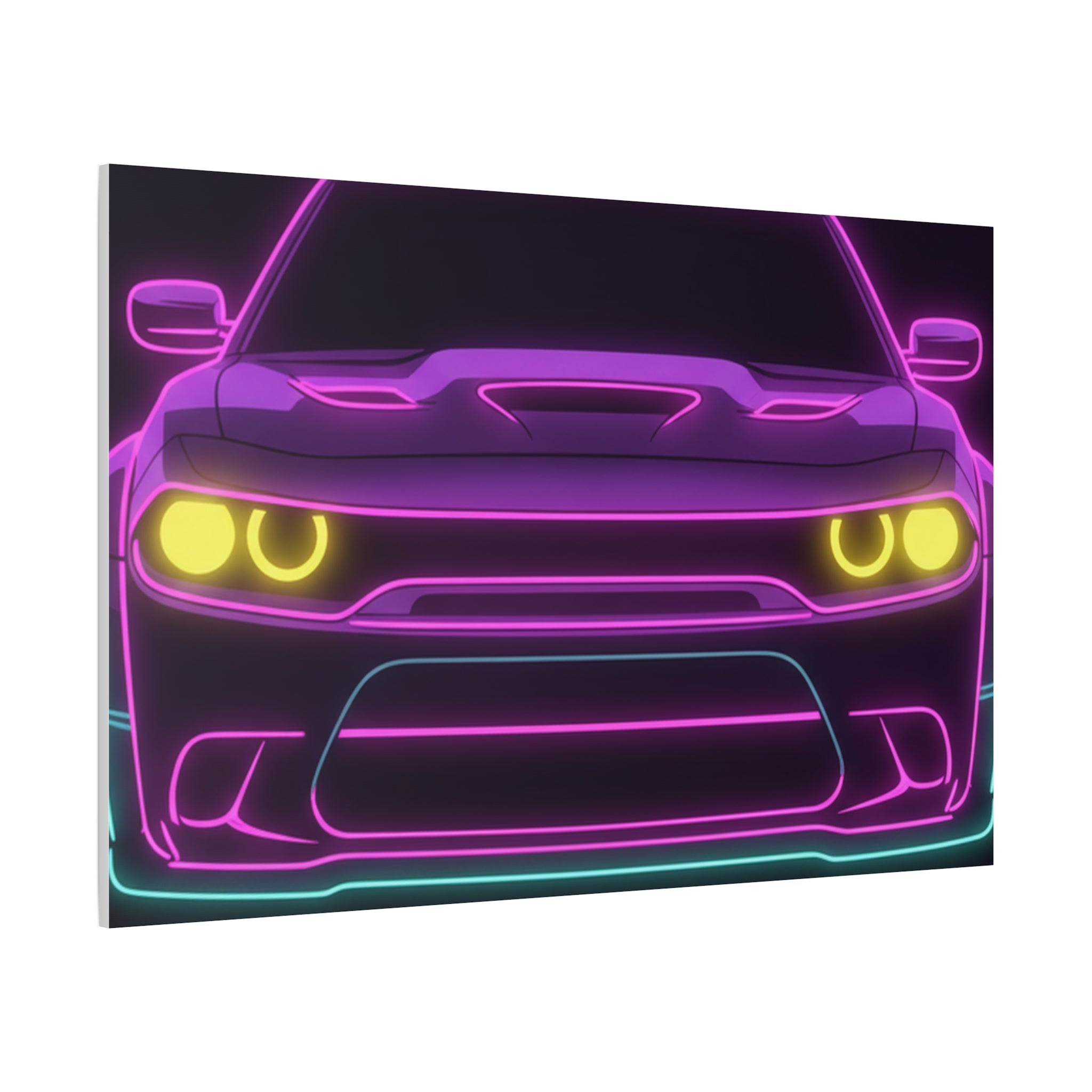 Dodge Challenger SRT Hellcat Neon Synthwave Canvas Wall Art
