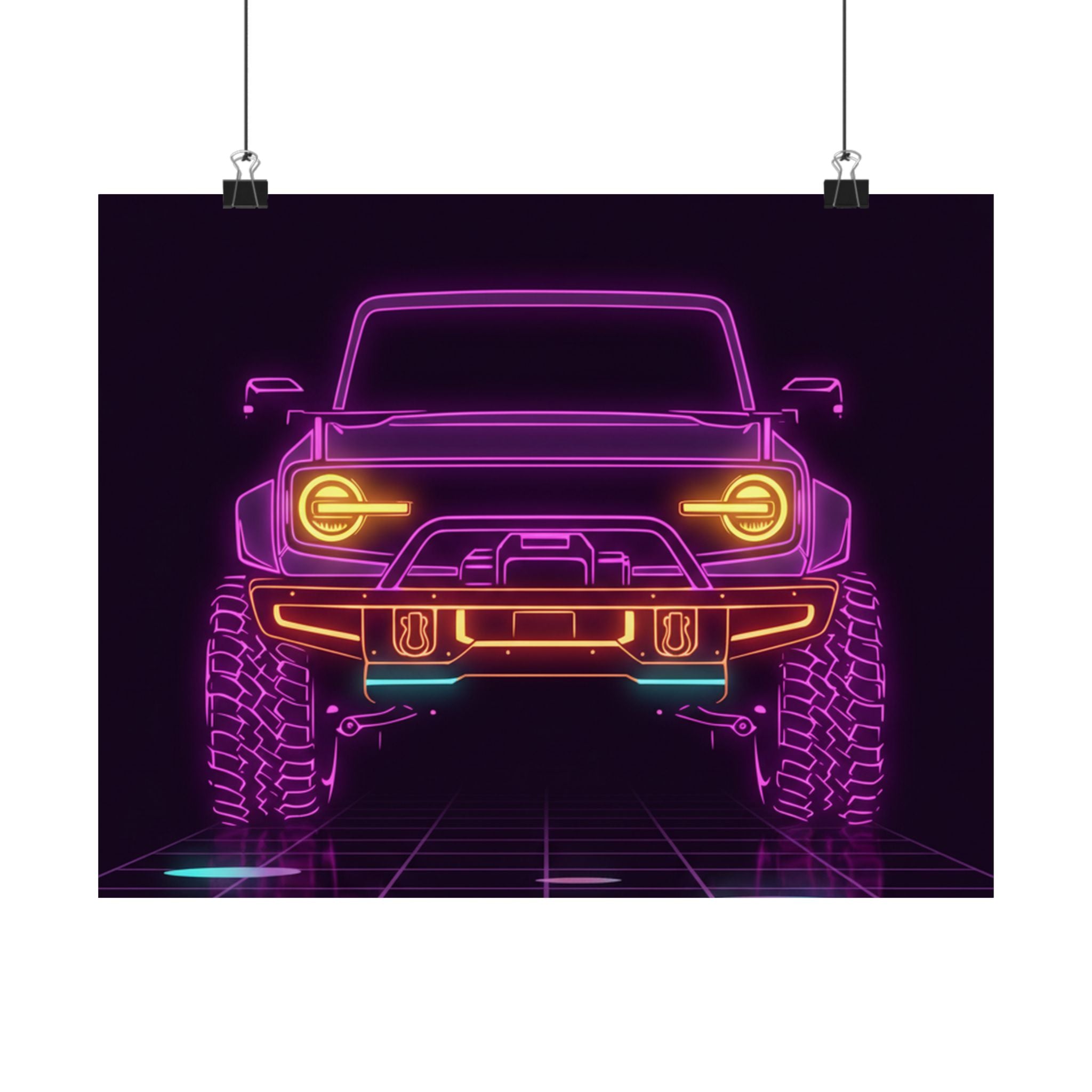 Ford Bronco (2021+) Neon Synthwave Poster