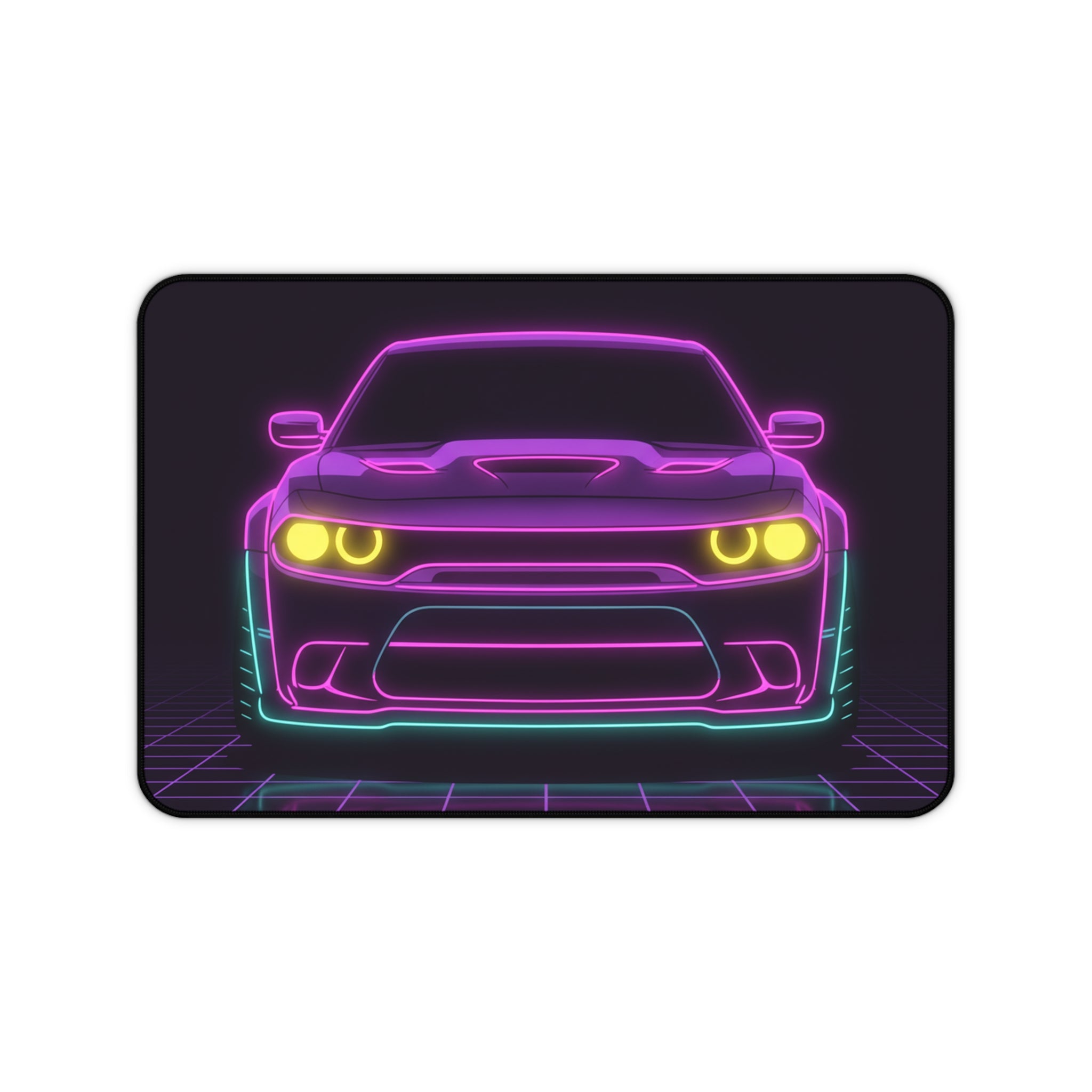 Dodge Challenger SRT Hellcat Neon Synthwave Desk Mat