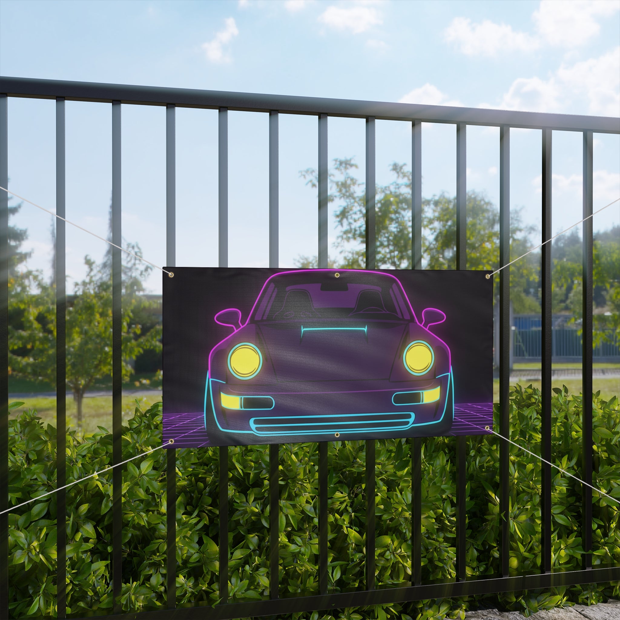 Porsche 964 Singer Neon Synthwave Banner
