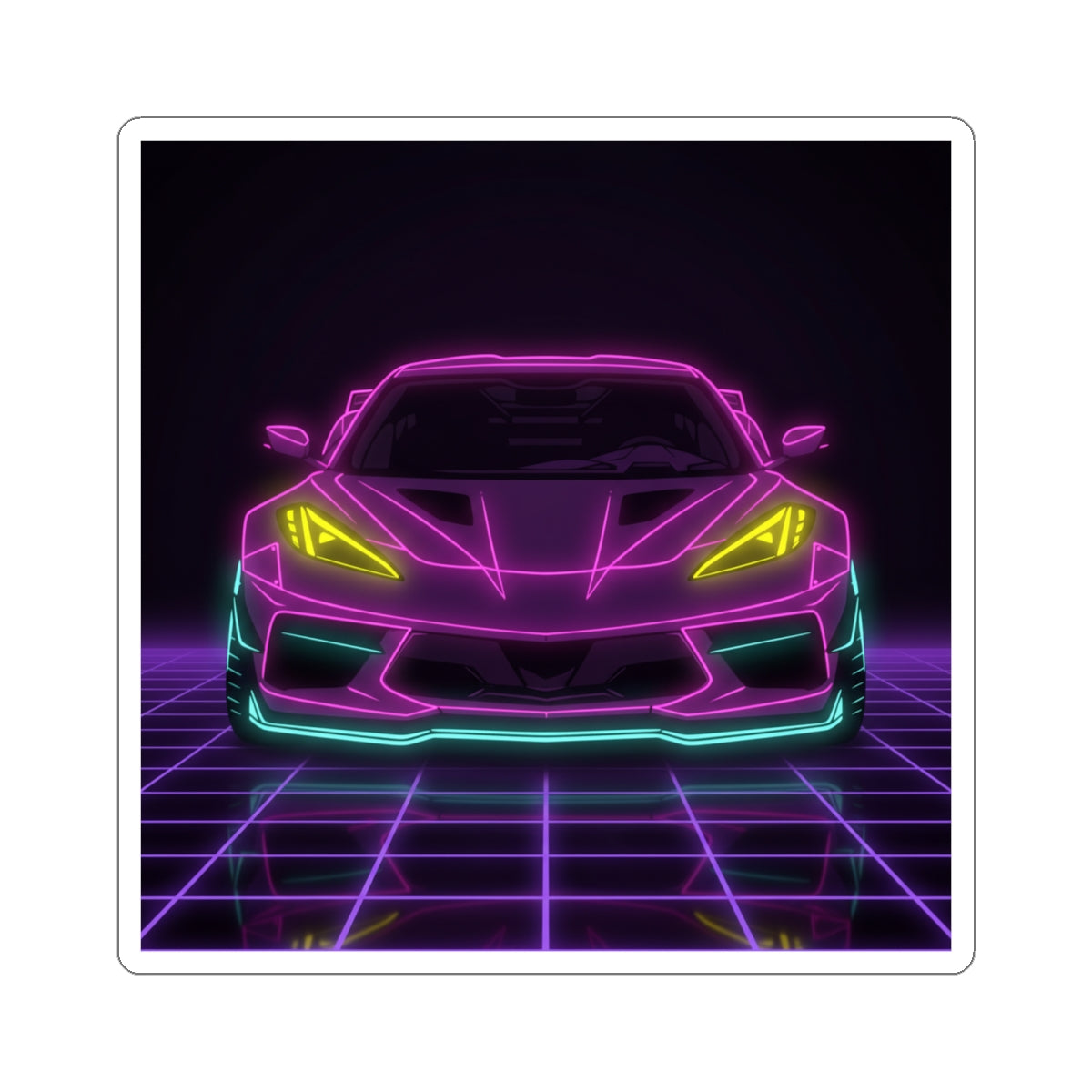 Corvette C8 (2020+) Neon Synthwave Sticker
