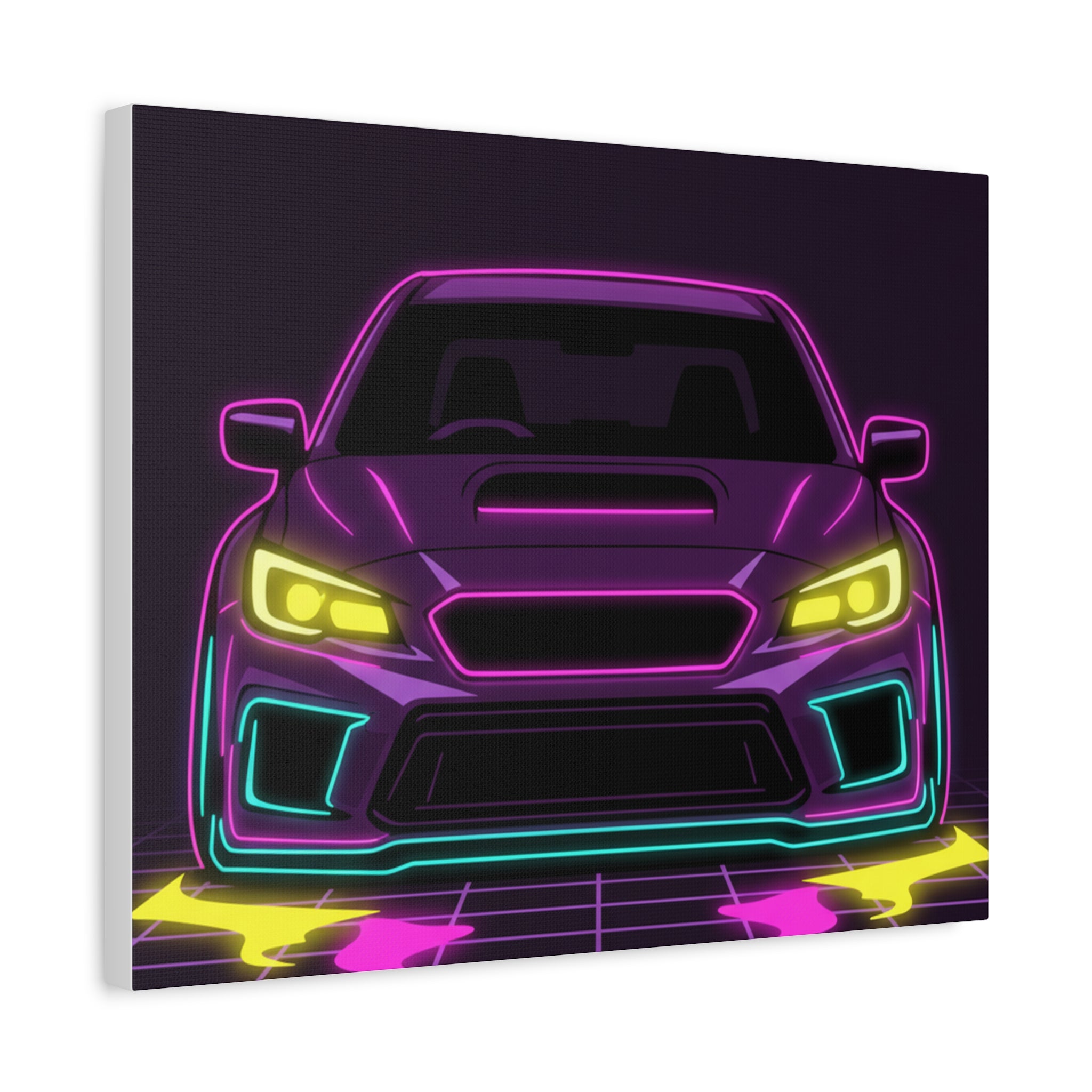 Subaru WRX STI Neon Synthwave Canvas Wall Art