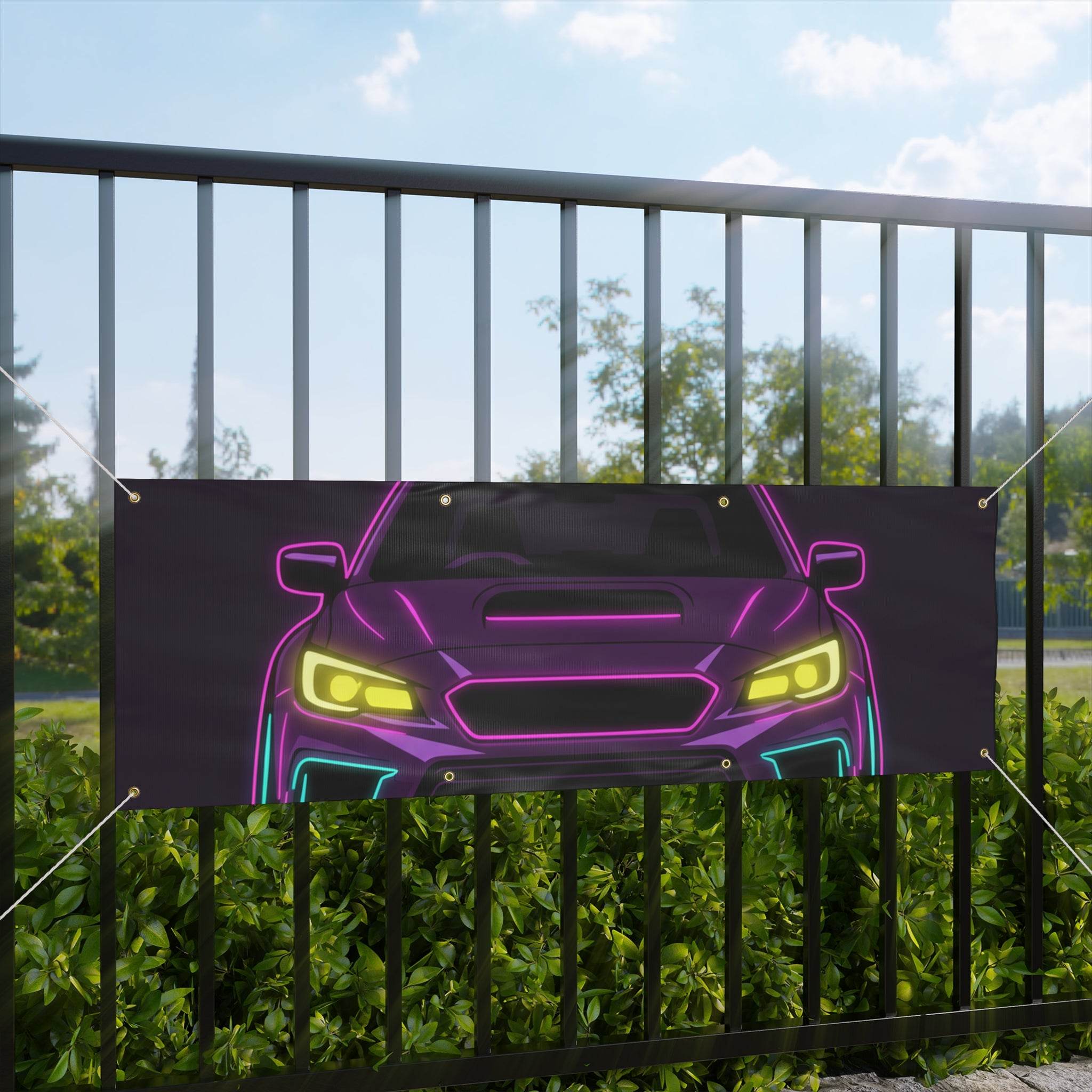 Subaru WRX STI Neon Synthwave Banner