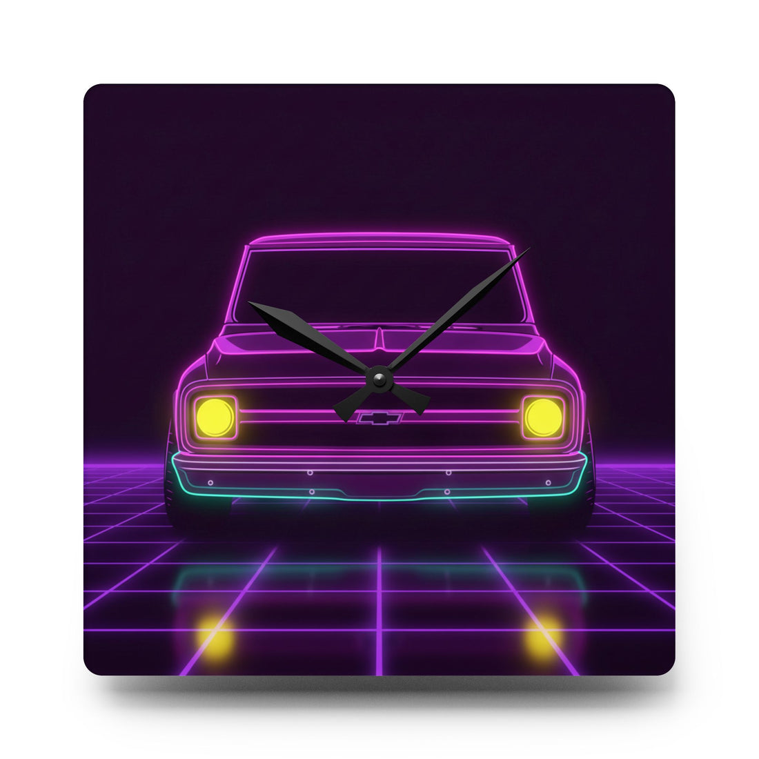 Chevy C10 Pickup (1967-72) Pro-Touring Neon Synthwave Wall Clock