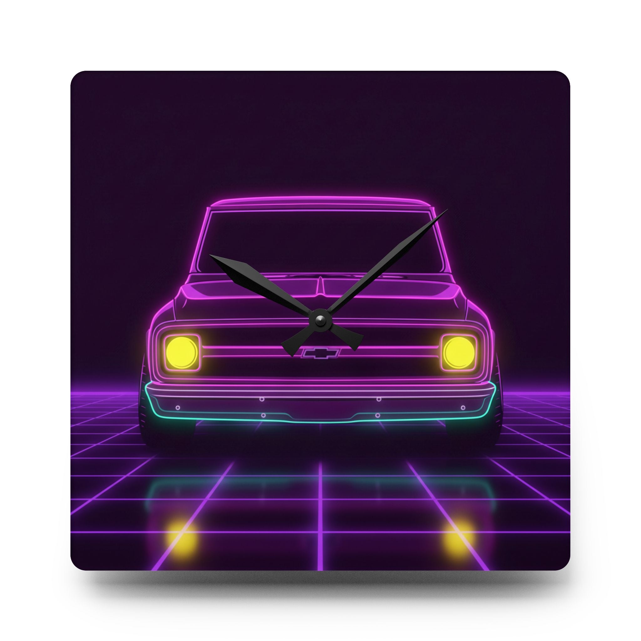 Chevy C10 Pickup (1967-72) Pro-Touring Neon Synthwave Wall Clock