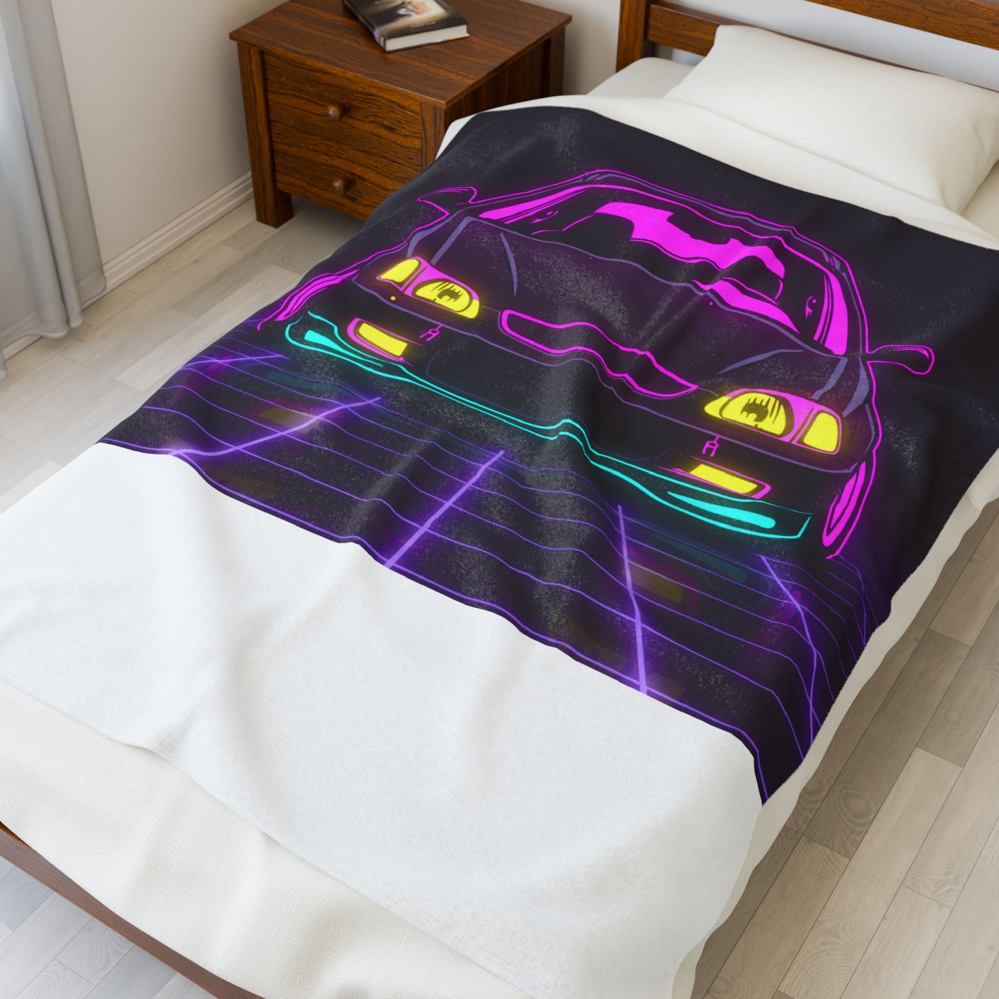 Honda Civic EK Hatch Neon Synthwave Velveteen Plush Blanket