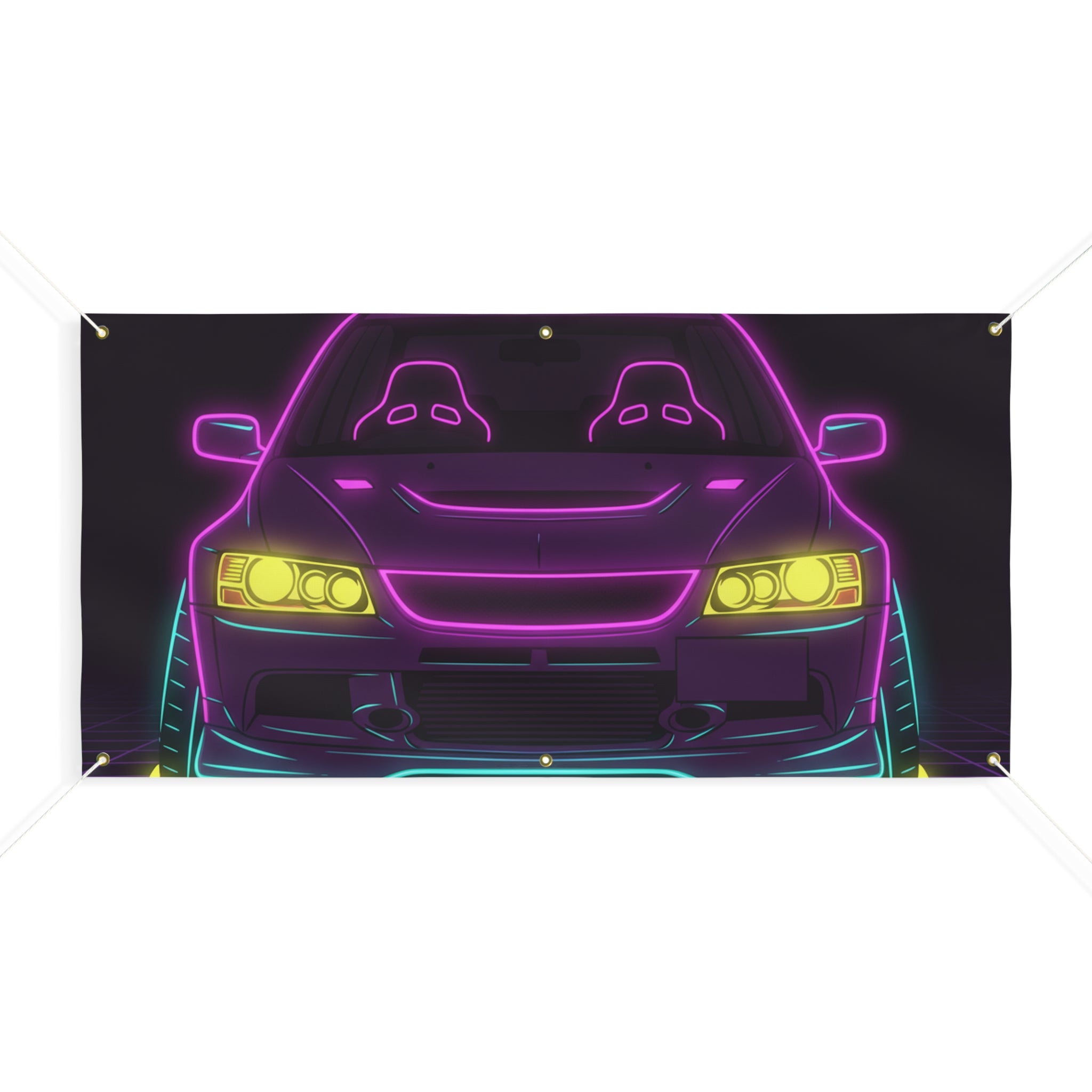 Mitsubishi Evo IX (2005-07) Neon Synthwave Banner