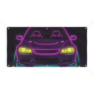 Mitsubishi Evo IX (2005-07) Neon Synthwave Banner