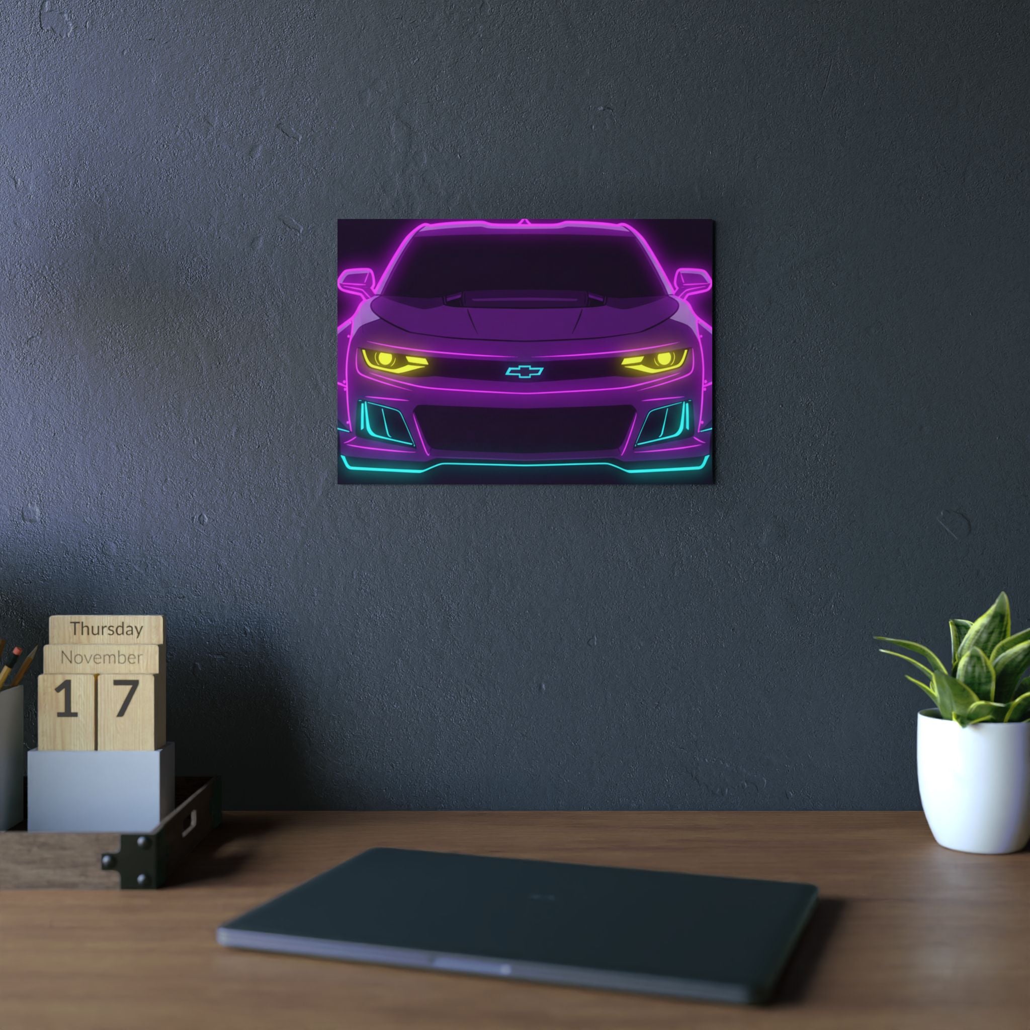 Chevrolet Camaro ZL1 Neon Synthwave Metal Wall Sign