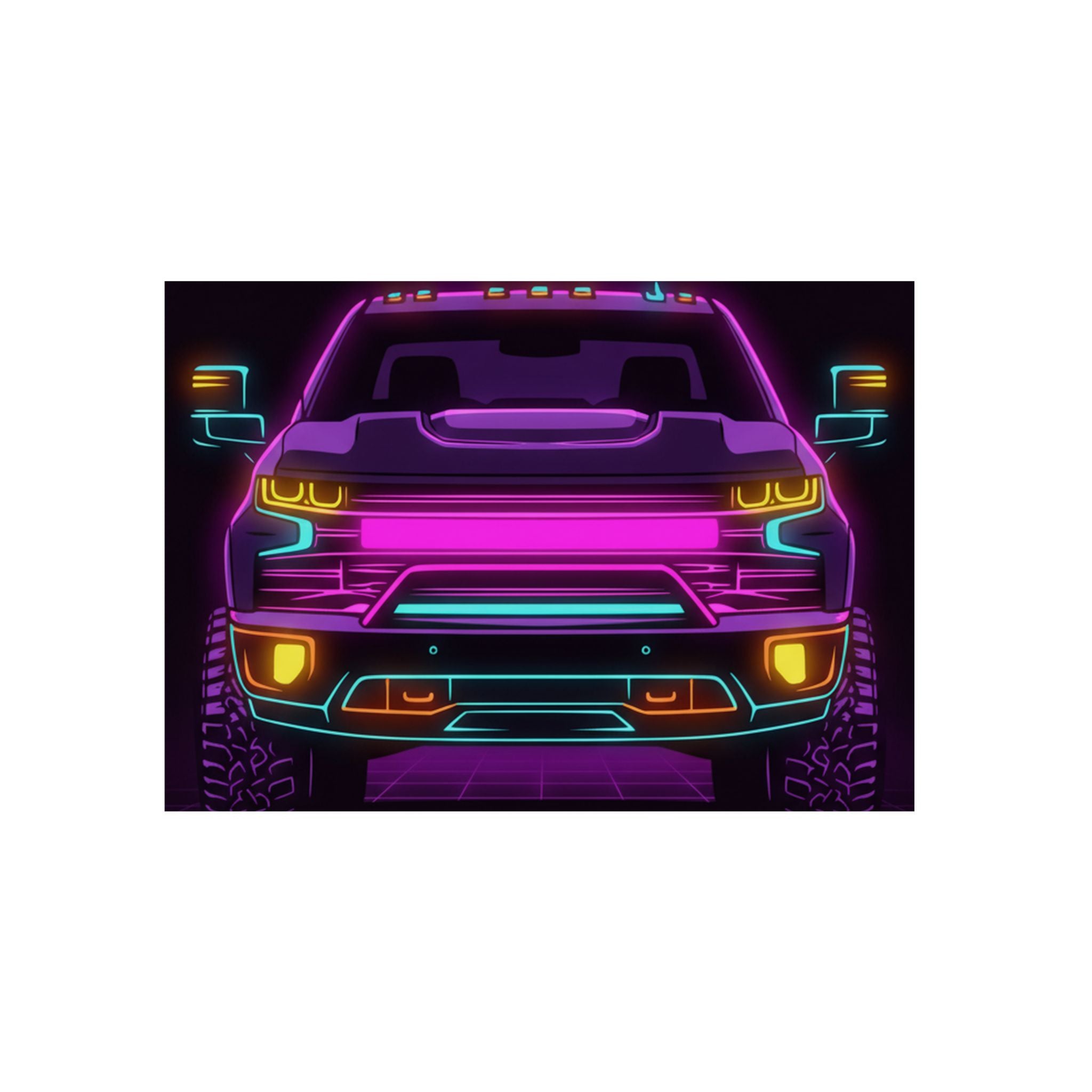 Chevy Silverado Trail Boss (2019+) Neon Synthwave Metal Wall Sign