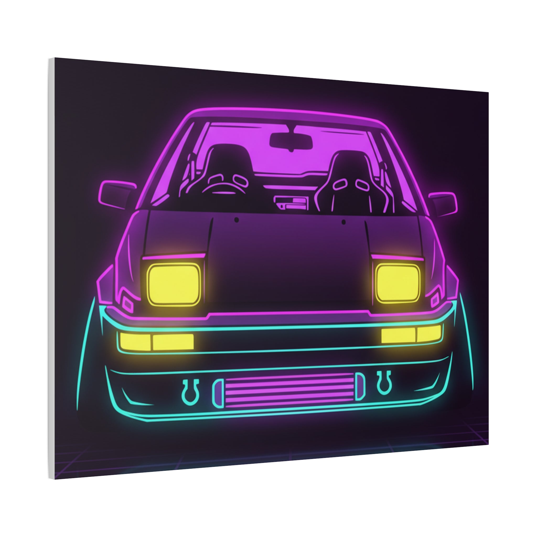 Toyota AE86 (1983-87) Neon Synthwave Canvas Wall Art