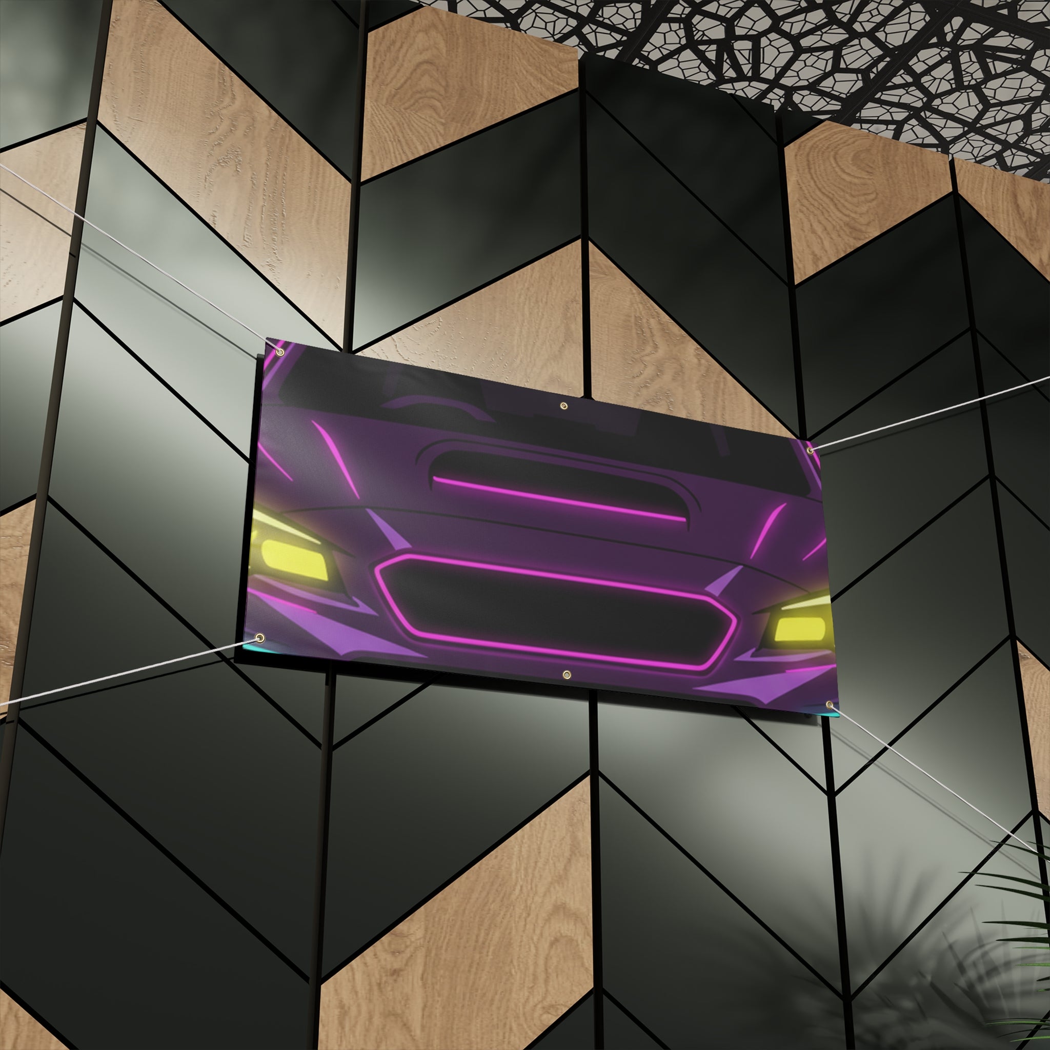 Subaru WRX STI Neon Synthwave Banner
