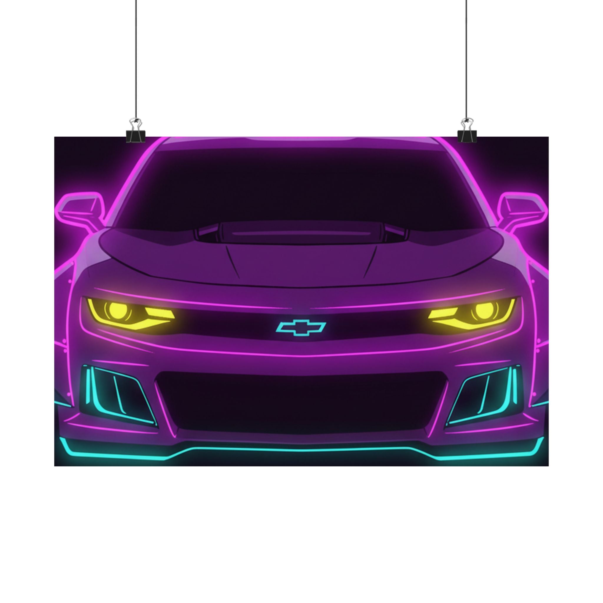 Chevrolet Camaro ZL1 Neon Synthwave Poster