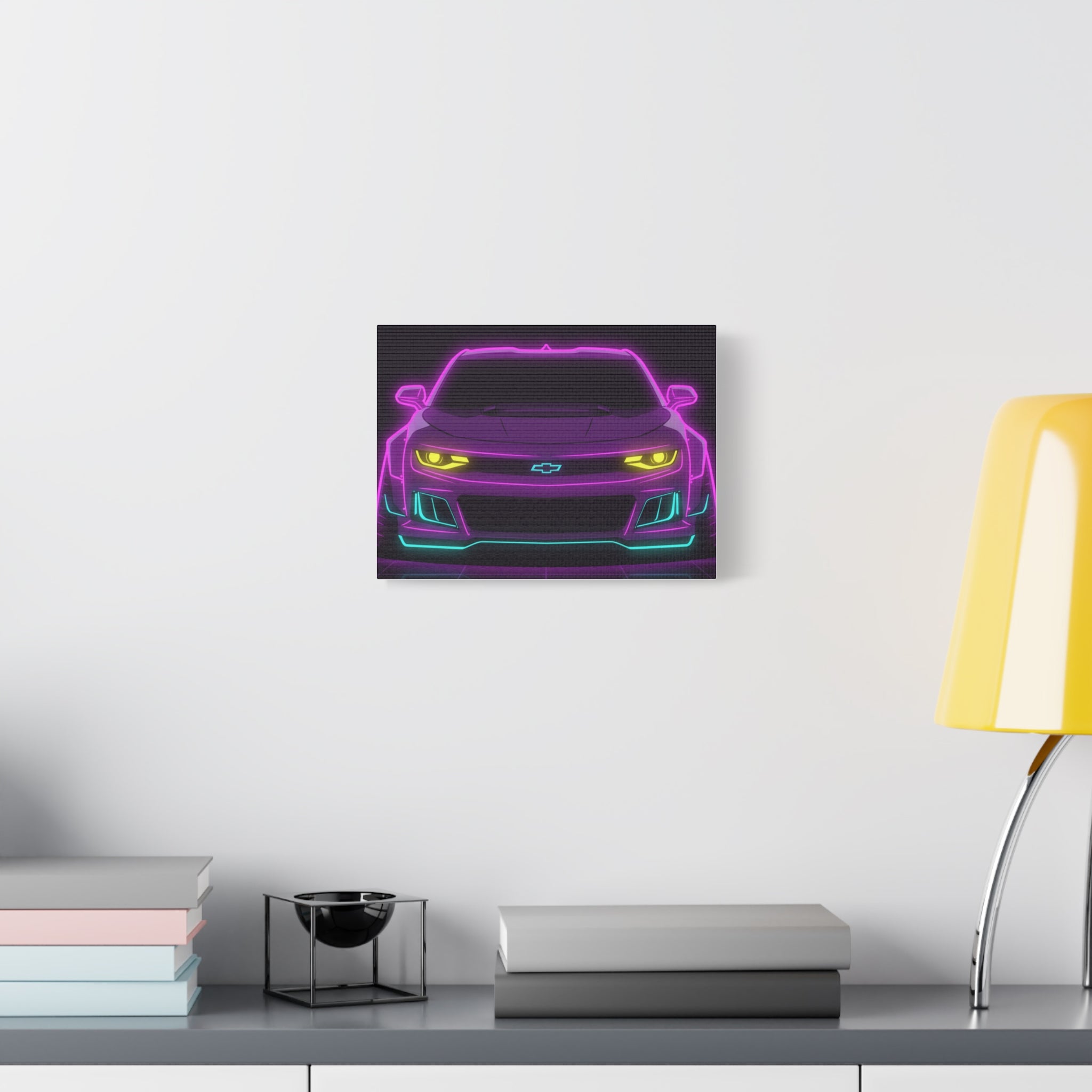 Chevrolet Camaro ZL1 Neon Synthwave Canvas Wall Art