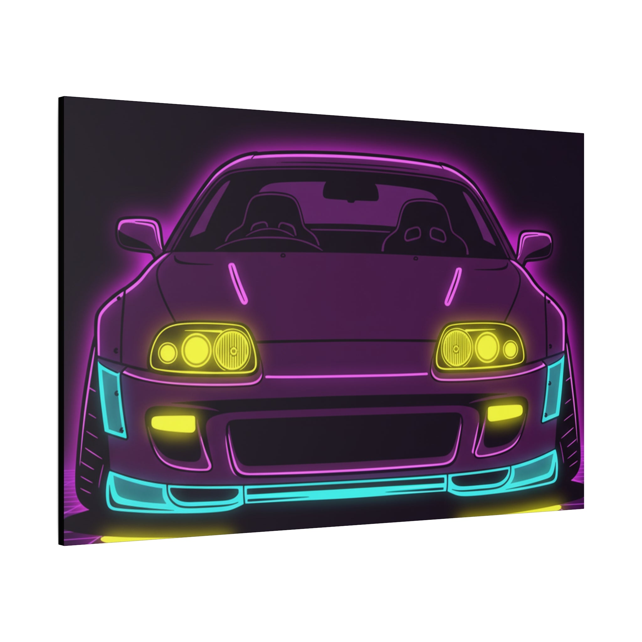 Toyota Supra MK4 Neon Synthwave Canvas Wall Art