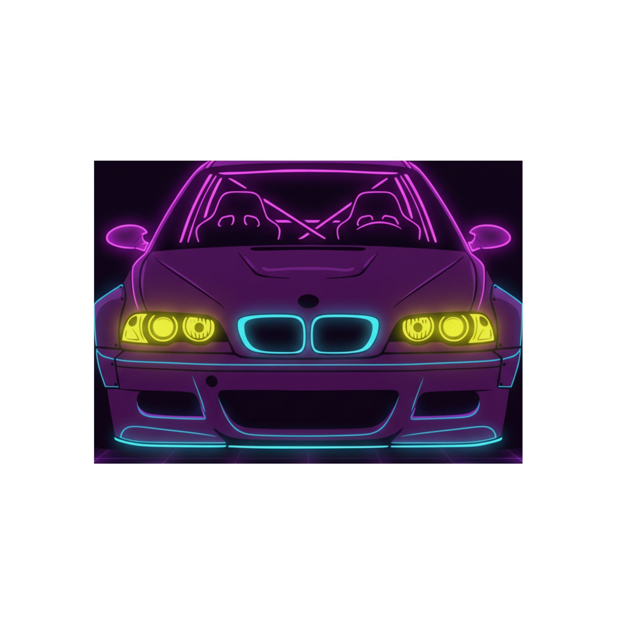 BMW E46 M3 (2000-06) Neon Synthwave Metal Wall Sign