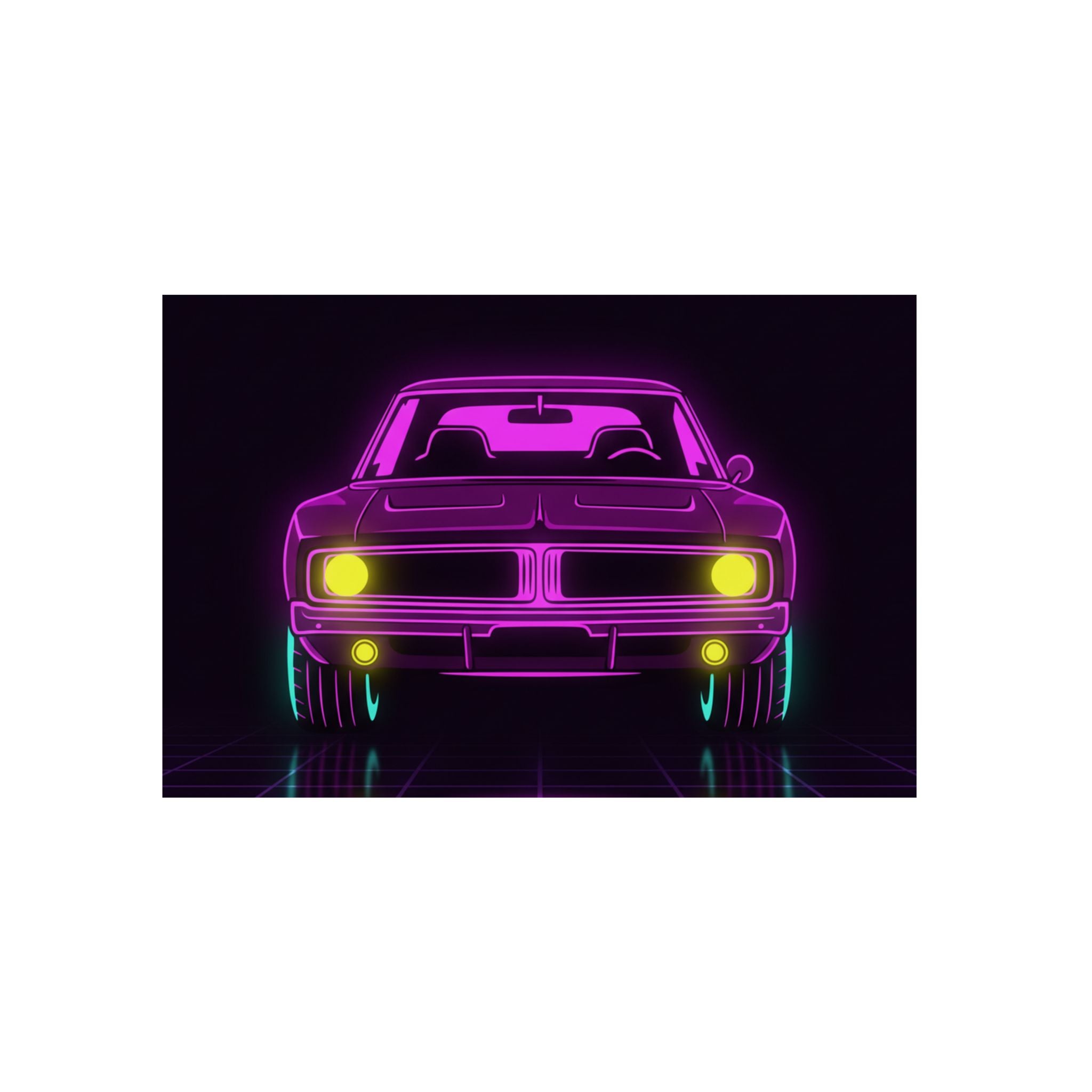 Dodge Charger R/T (1968-70) Resto-Mod Neon Synthwave Metal Wall Sign