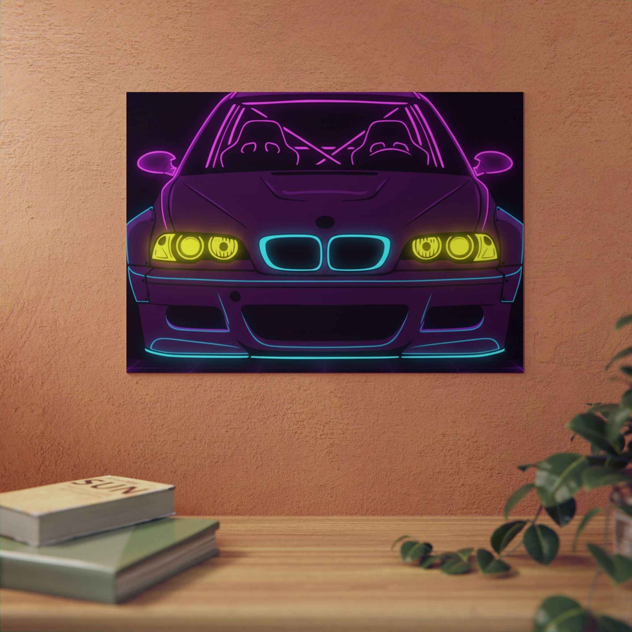 BMW E46 M3 (2000-06) Neon Synthwave Metal Wall Sign