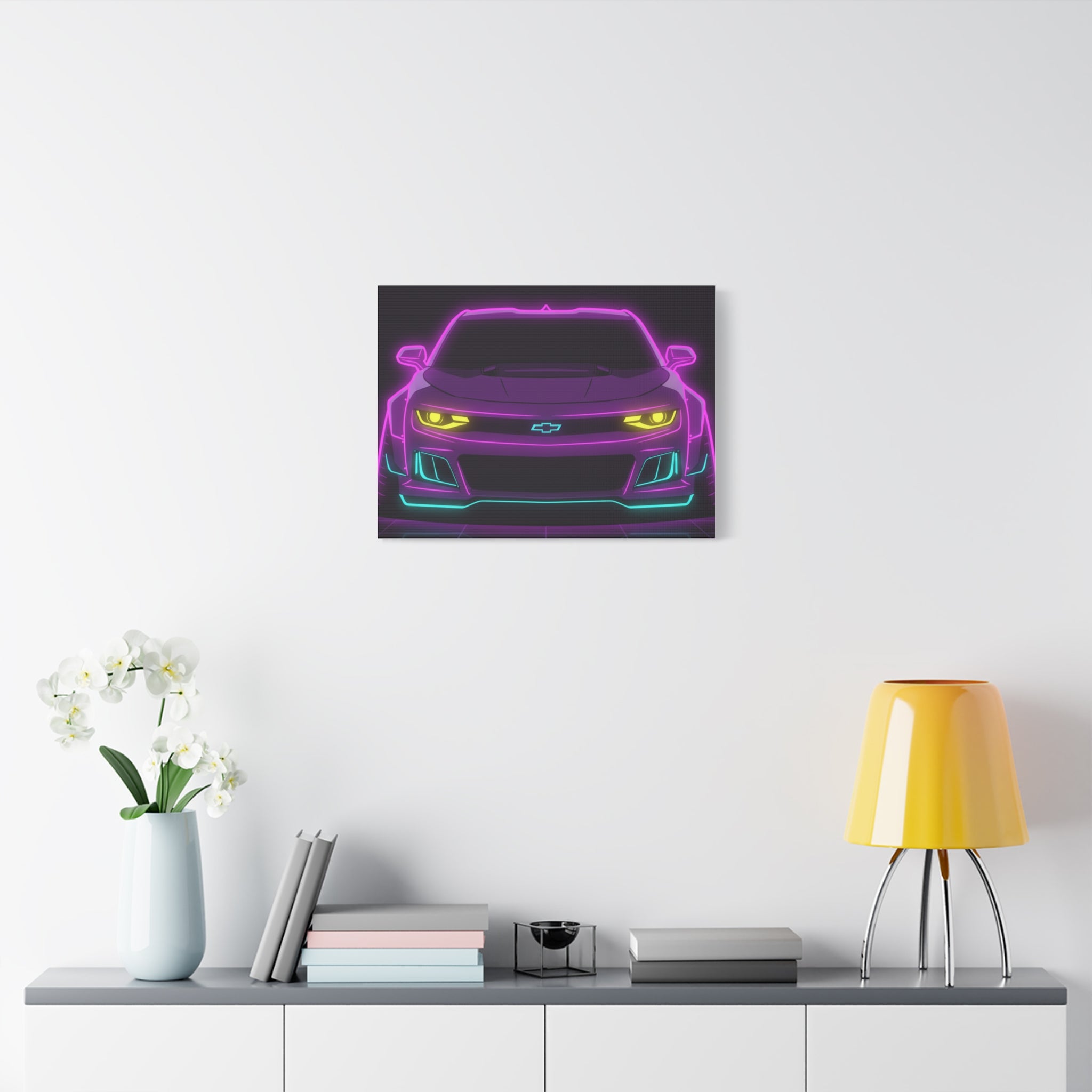 Chevrolet Camaro ZL1 Neon Synthwave Canvas Wall Art