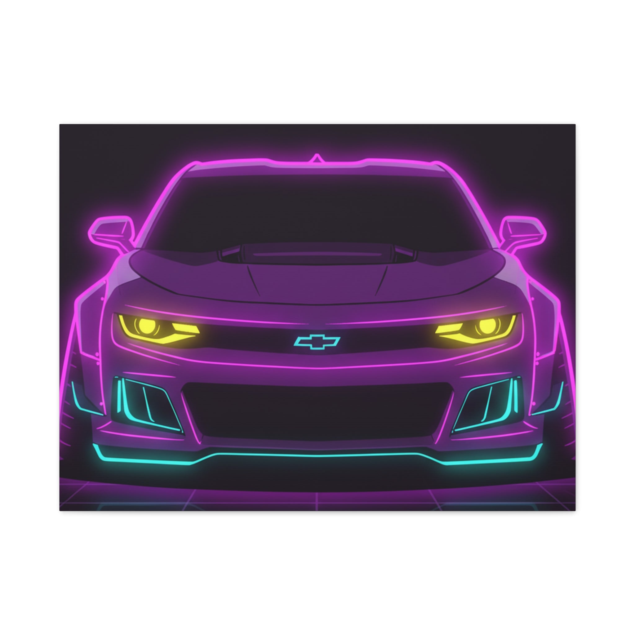 Chevrolet Camaro ZL1 Neon Synthwave Canvas Wall Art