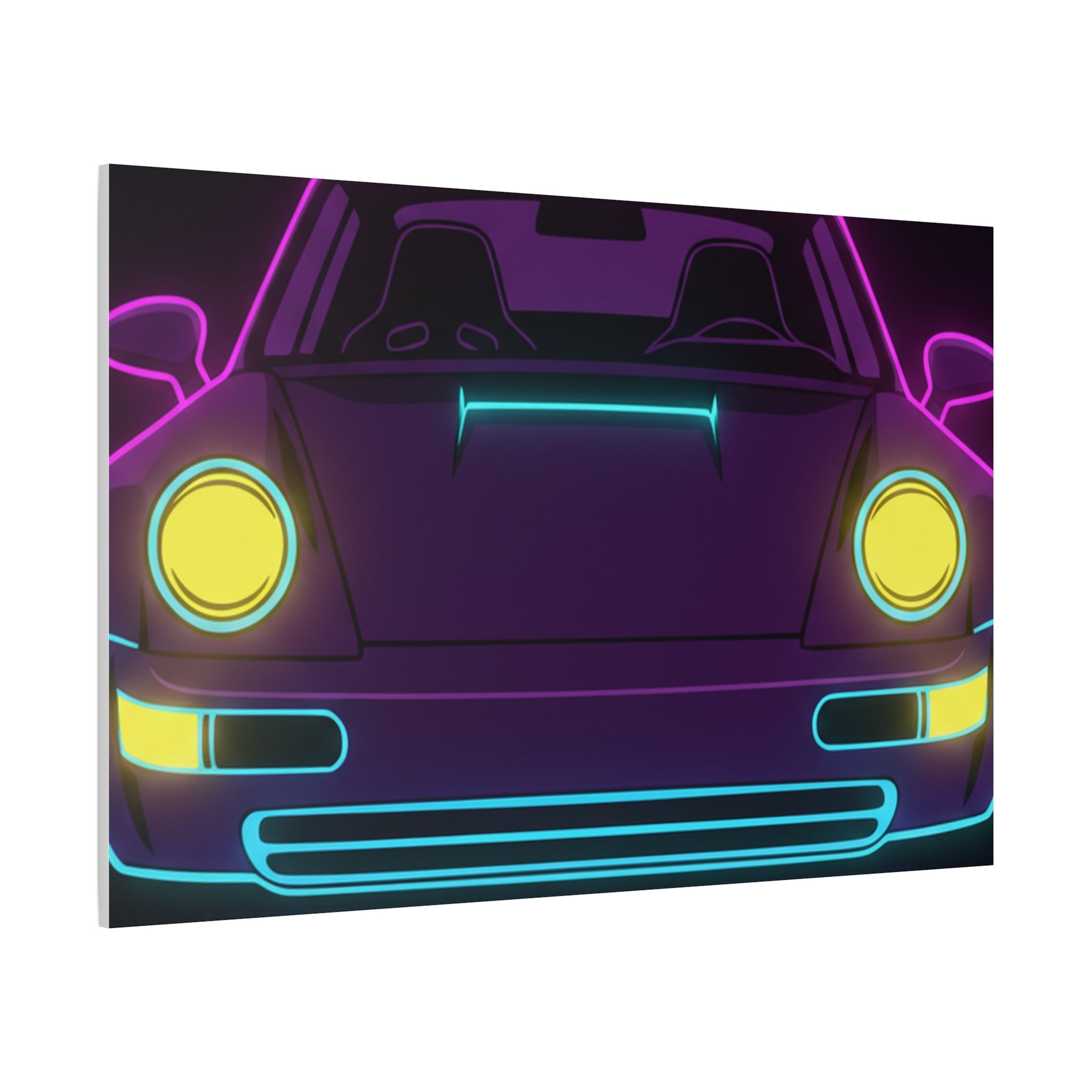 Porsche 964 Singer Neon Synthwave Canvas Wall Art