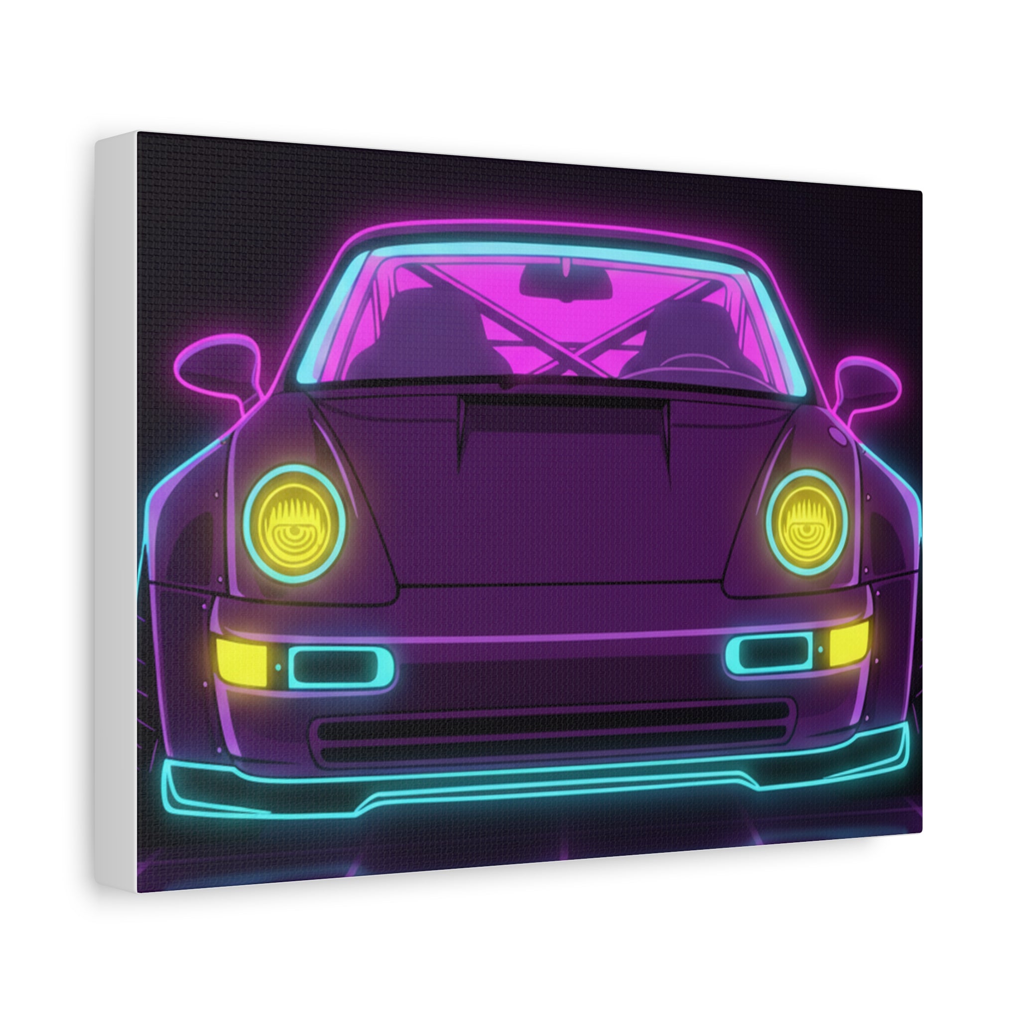 Porsche 964 Turbo Neon Synthwave Canvas Wall Art