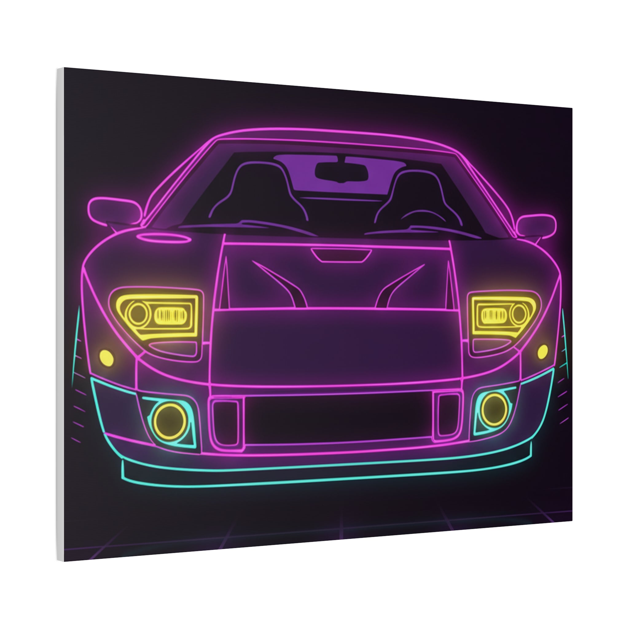 Ford GT40 (1964-69) Neon Synthwave Canvas Wall Art