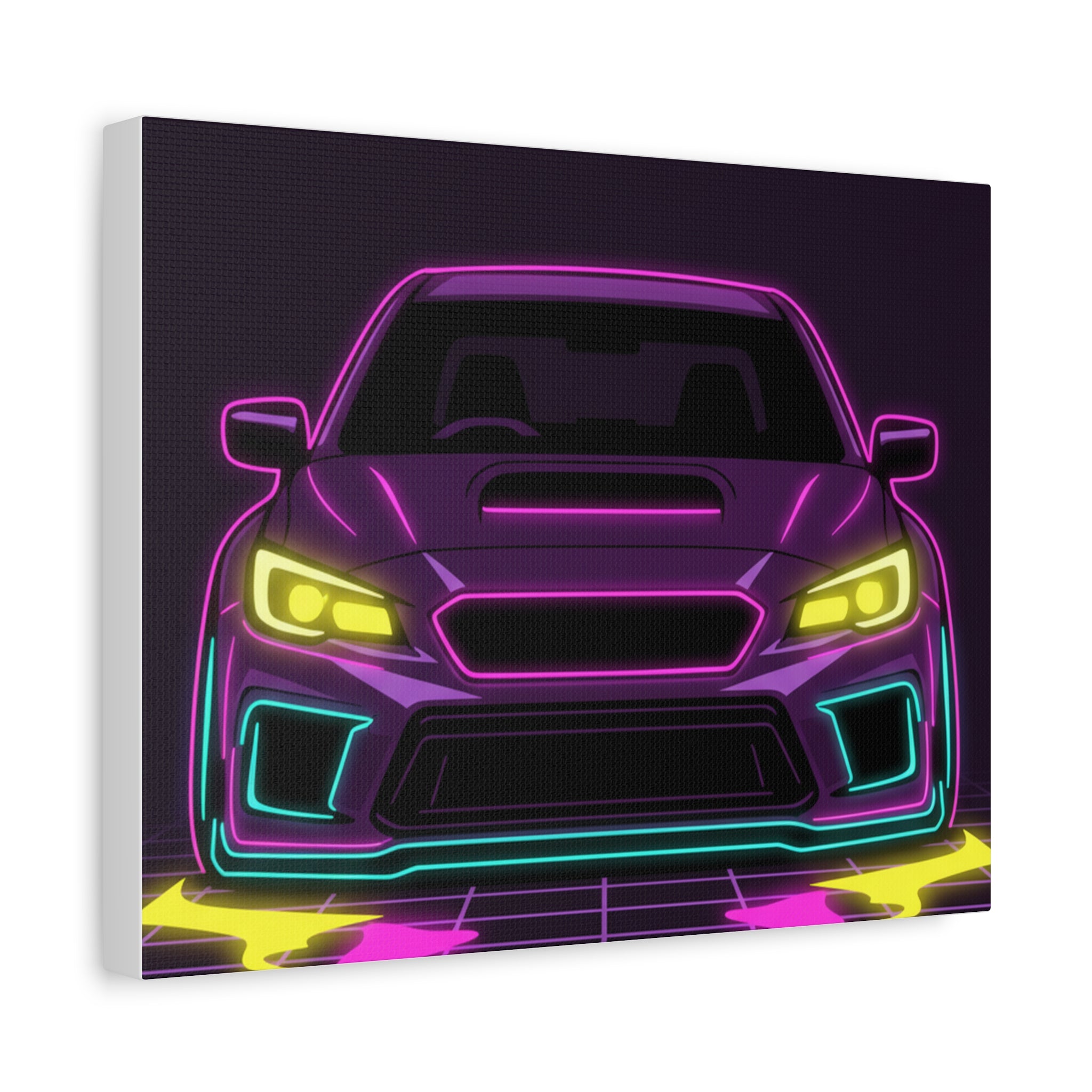 Subaru WRX STI Neon Synthwave Canvas Wall Art