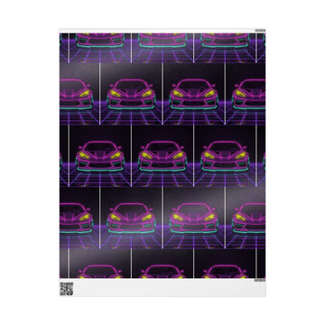 Corvette C8 (2020+) Neon Synthwave Gift Wrapping Paper
