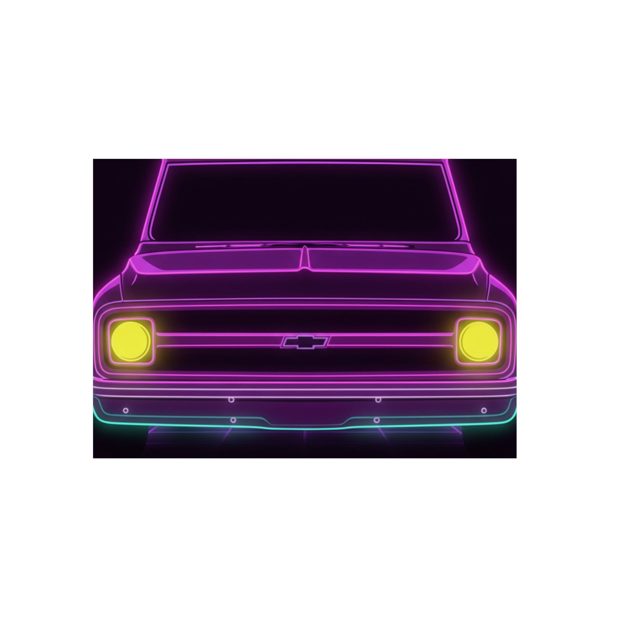 Chevy C10 Pickup (1967-72) Pro-Touring Neon Synthwave Metal Wall Sign