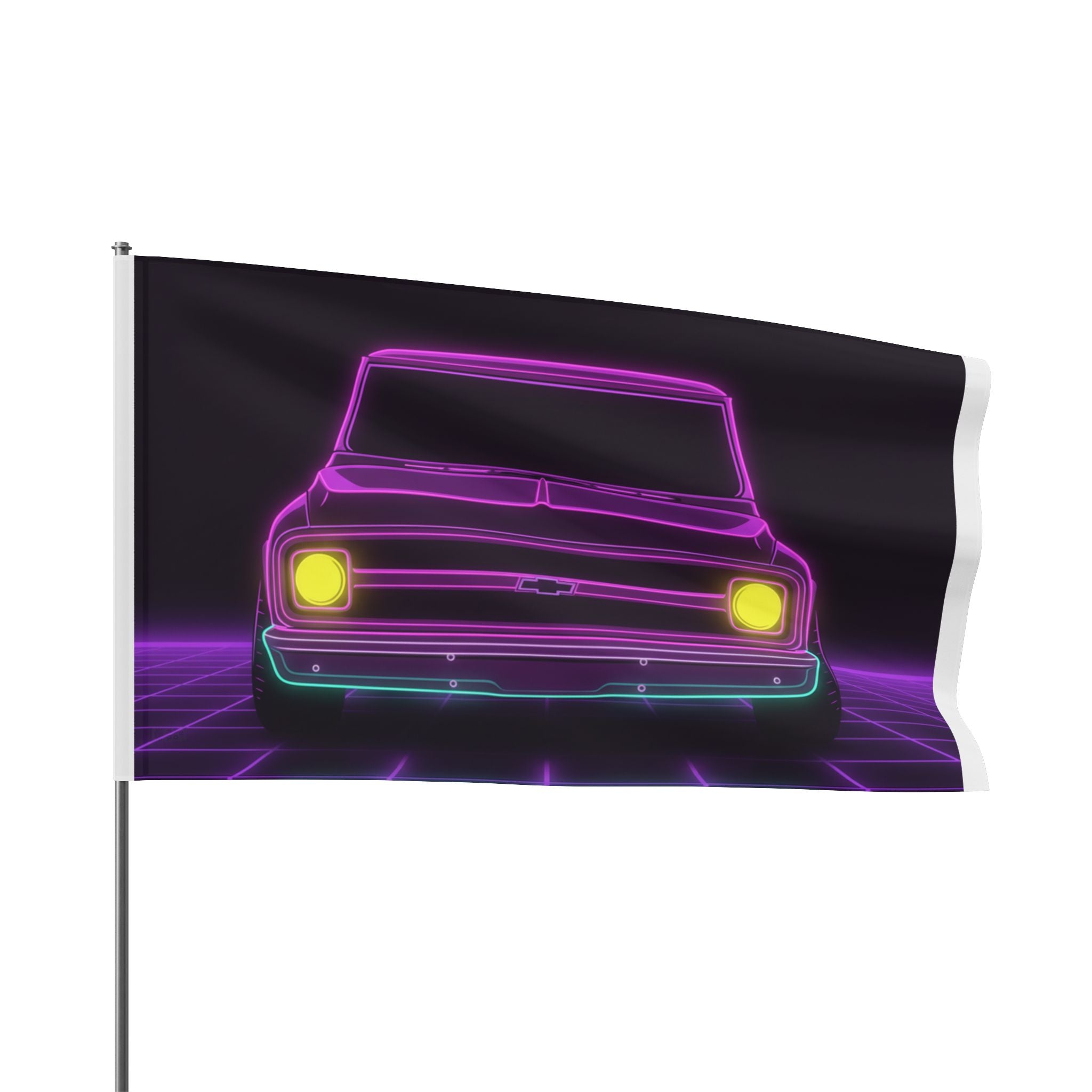 Chevy C10 Pickup (1967-72) Pro-Touring Neon Synthwave Garage Flag