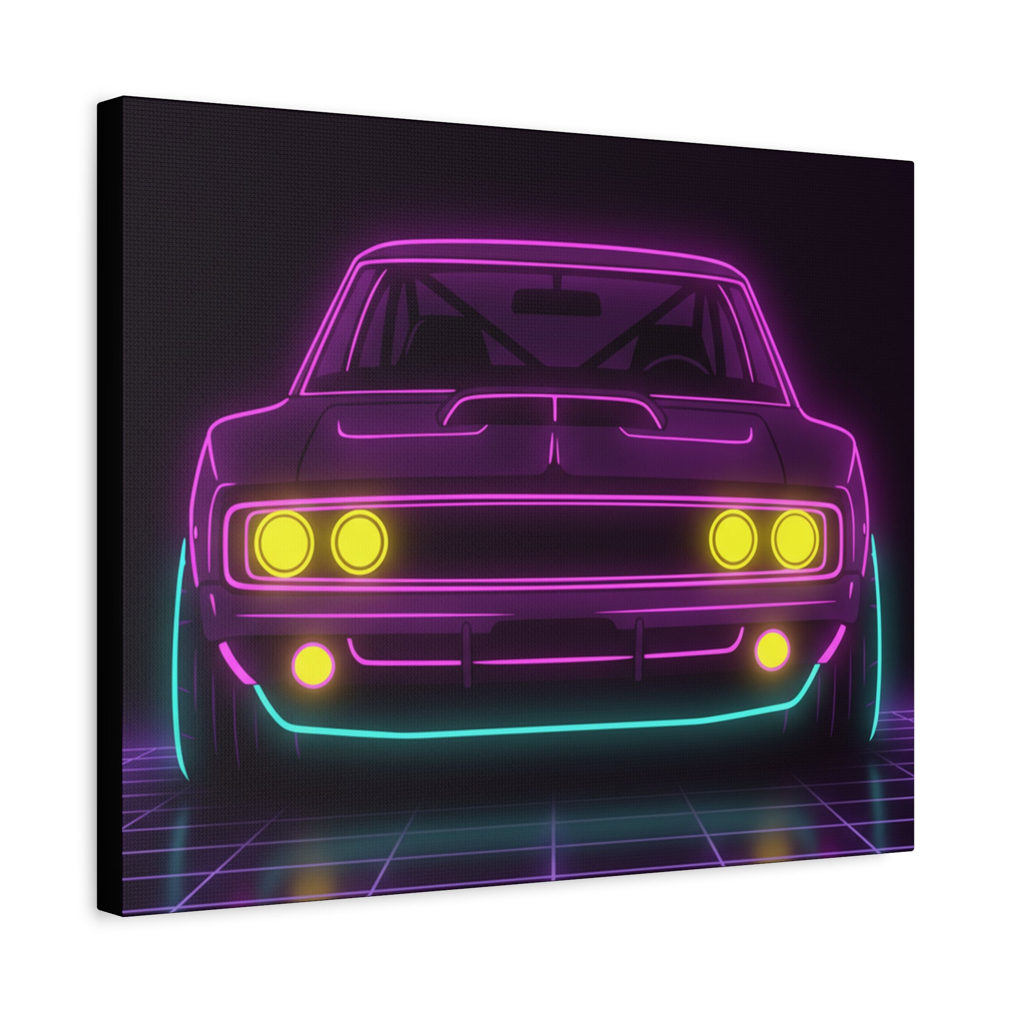 Dodge Charger R/T (1968-70) Neon Synthwave Canvas Wall Art