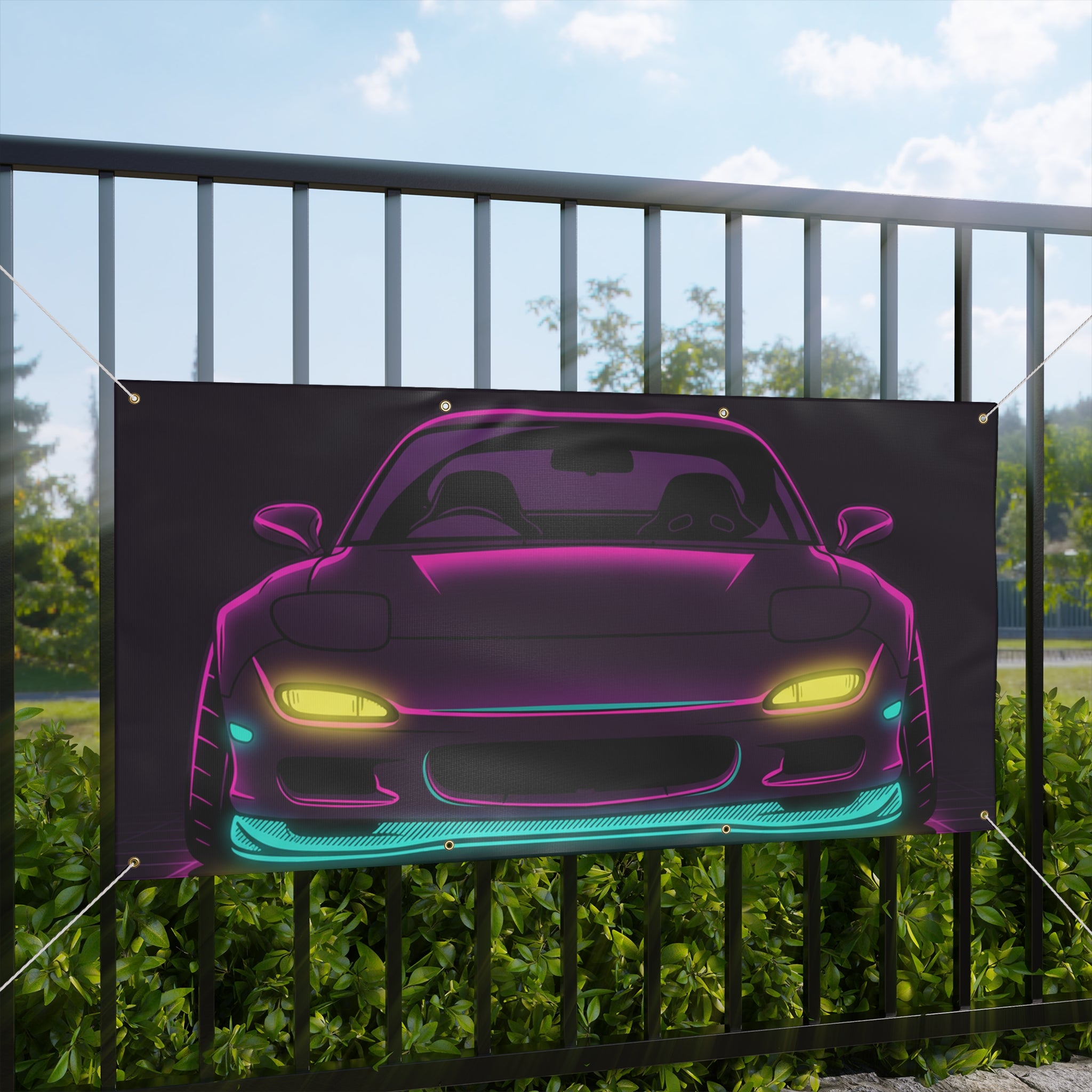Mazda RX-7 FD Neon Synthwave Banner