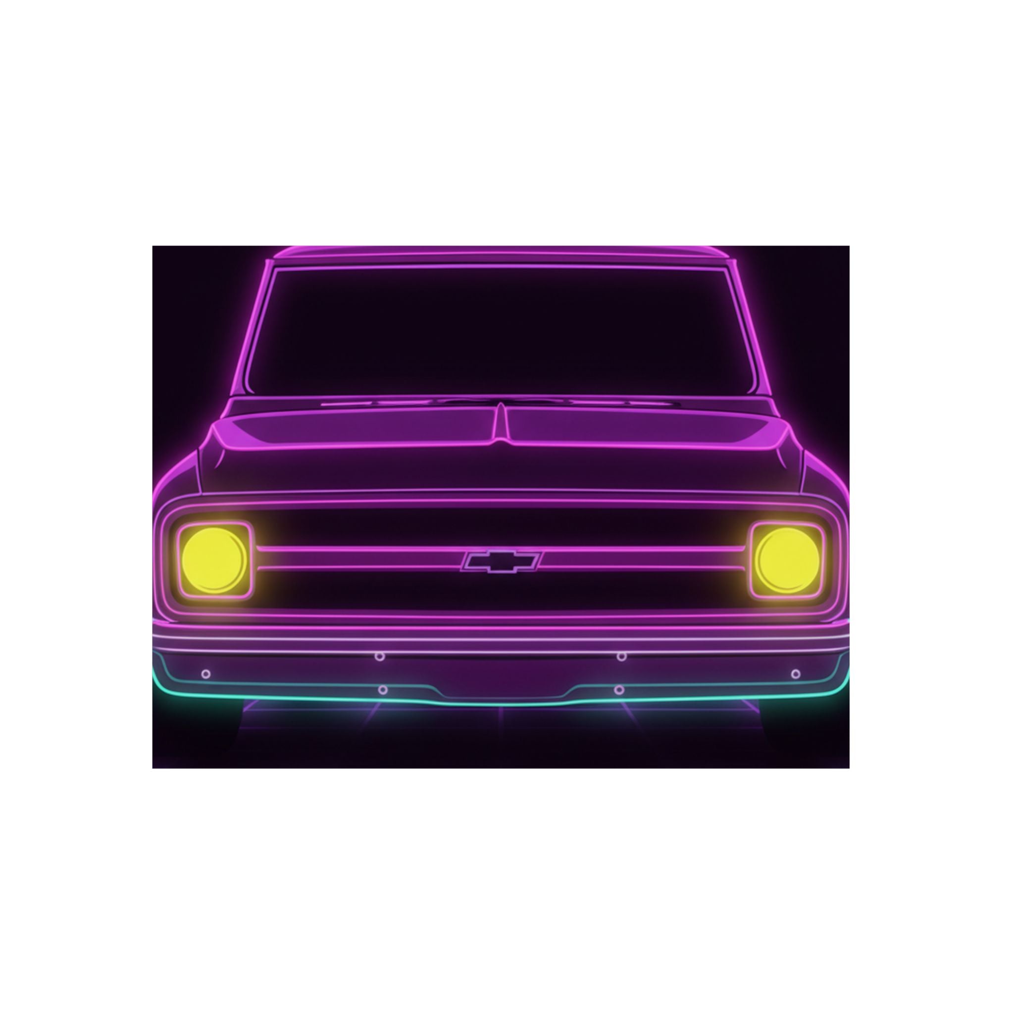 Chevy C10 Pickup (1967-72) Pro-Touring Neon Synthwave Metal Wall Sign