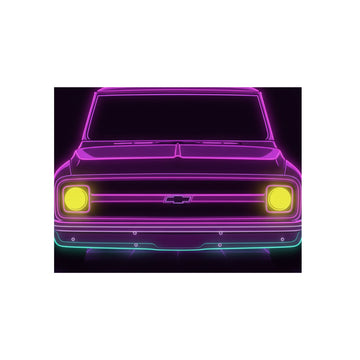 Chevy C10 Pickup (1967-72) Pro-Touring Neon Synthwave Metal Wall Sign