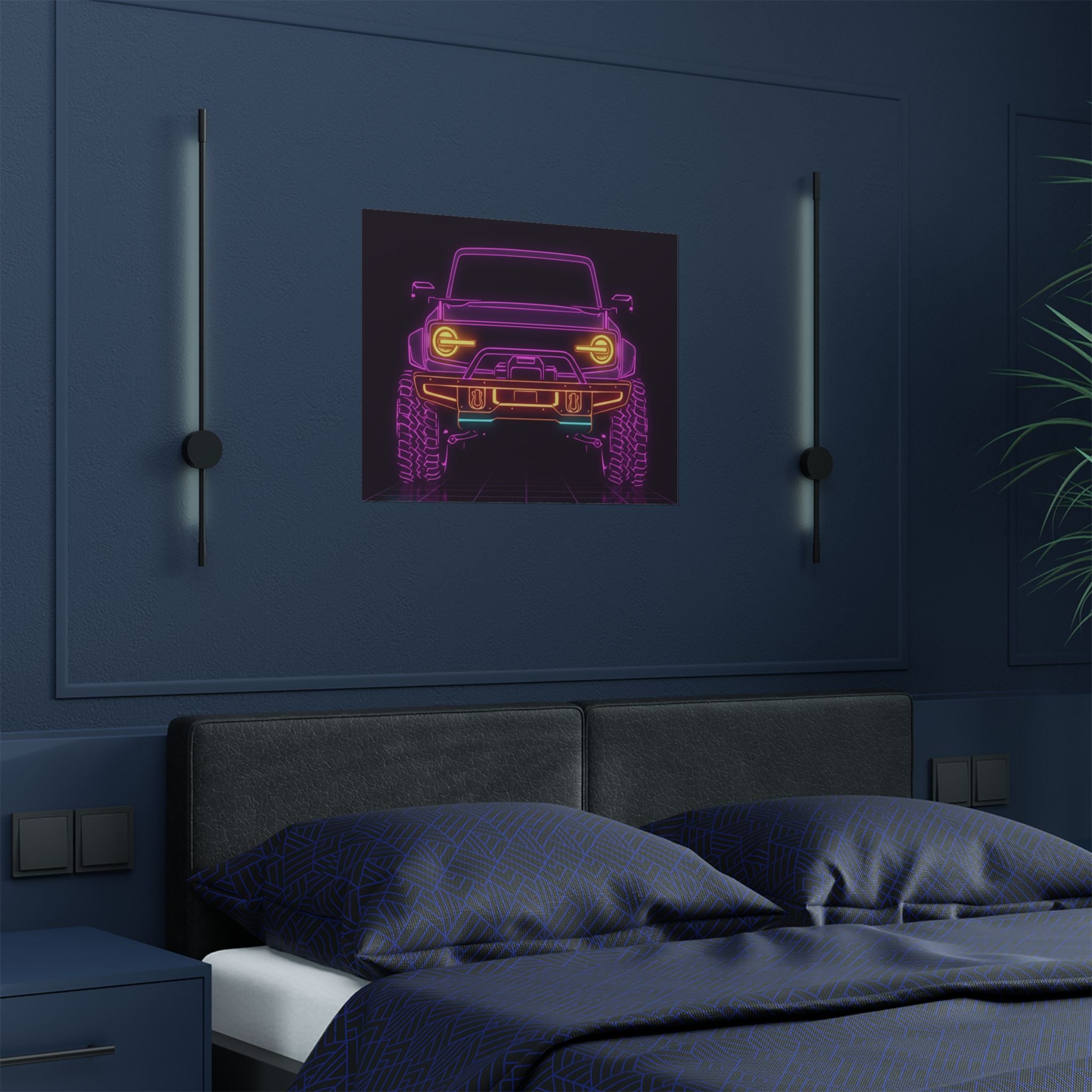Ford Bronco (2021+) Neon Synthwave Poster