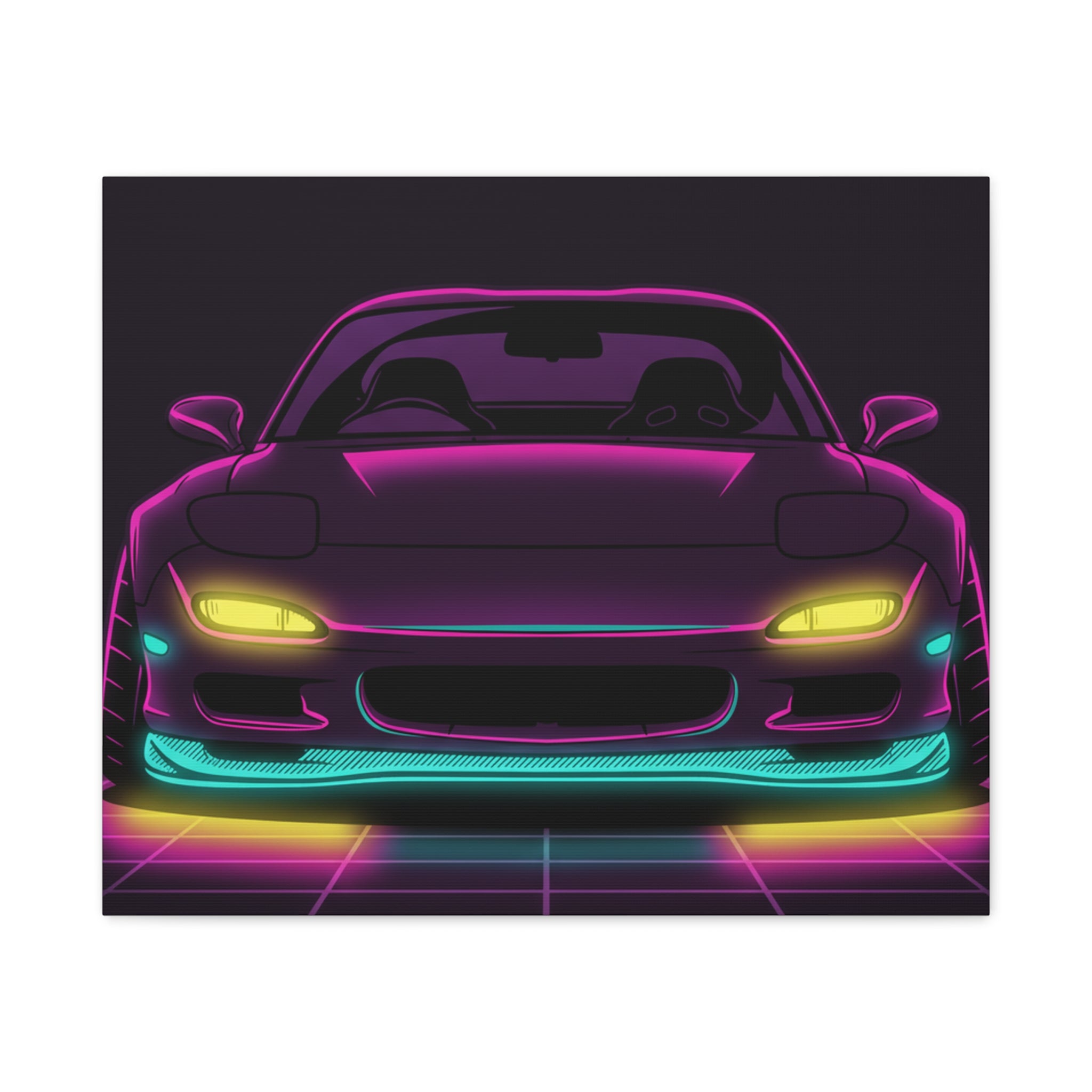 Mazda RX-7 FD Neon Synthwave Canvas Wall Art