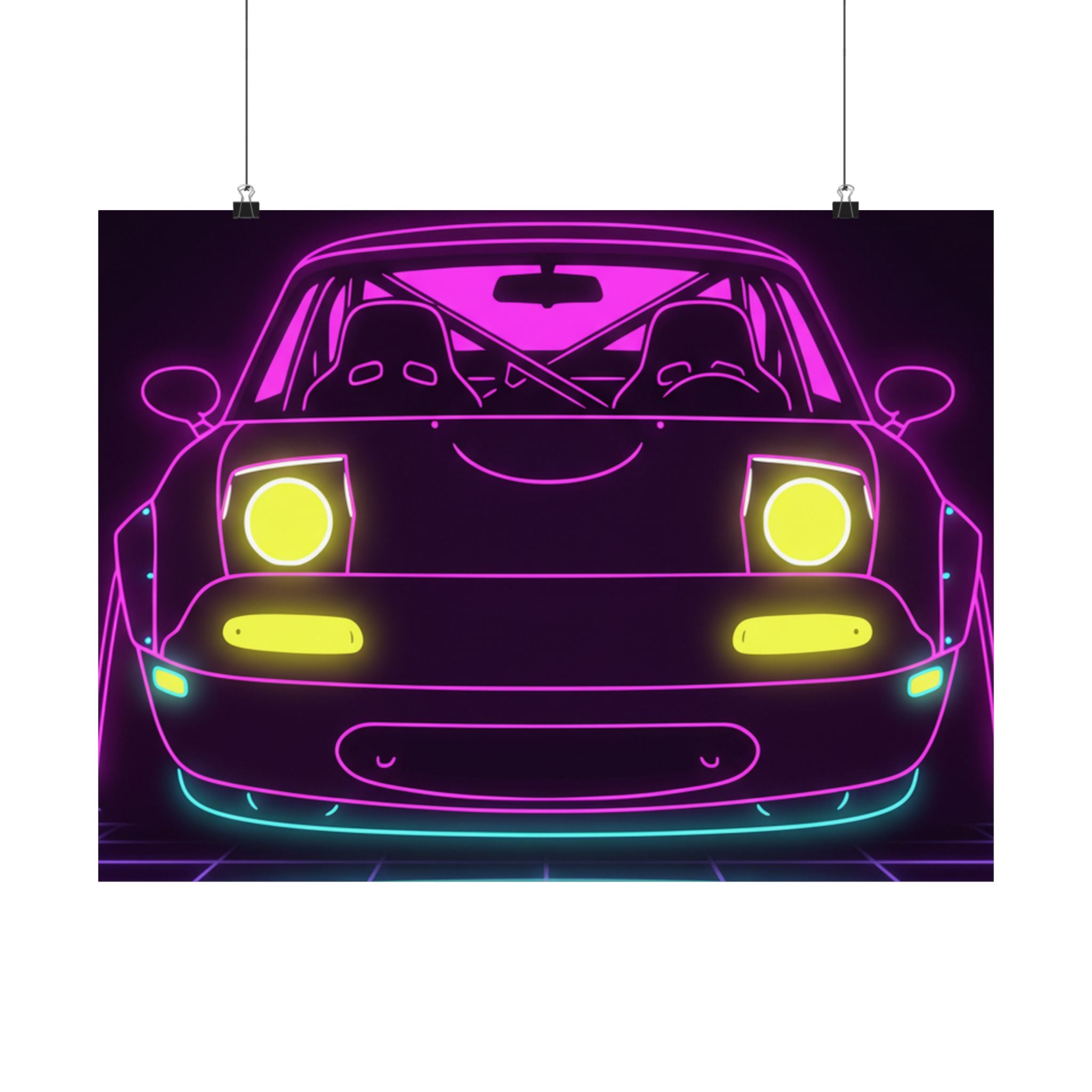 Mazda Miata NA (1989-97) Neon Synthwave Poster