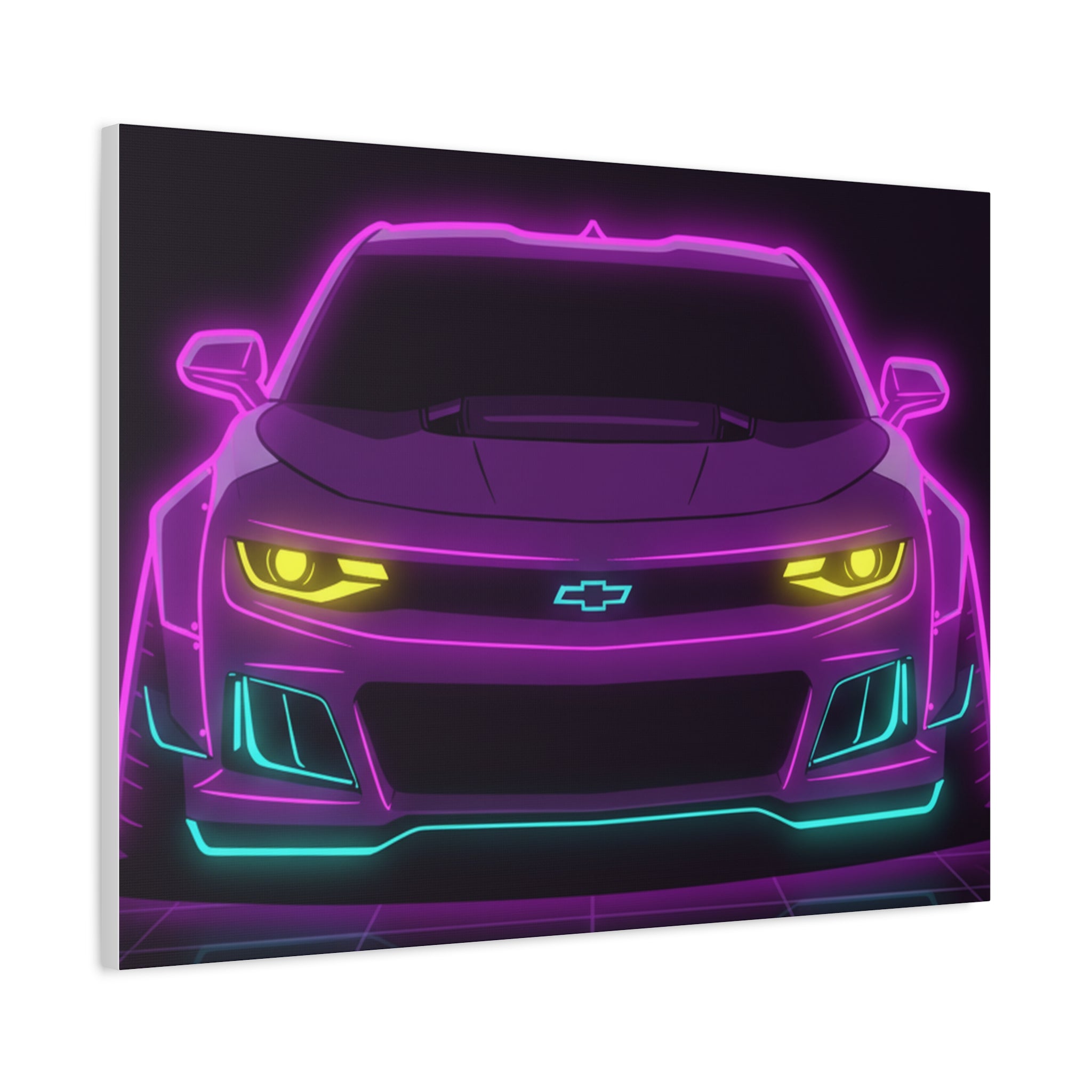 Chevrolet Camaro ZL1 Neon Synthwave Canvas Wall Art