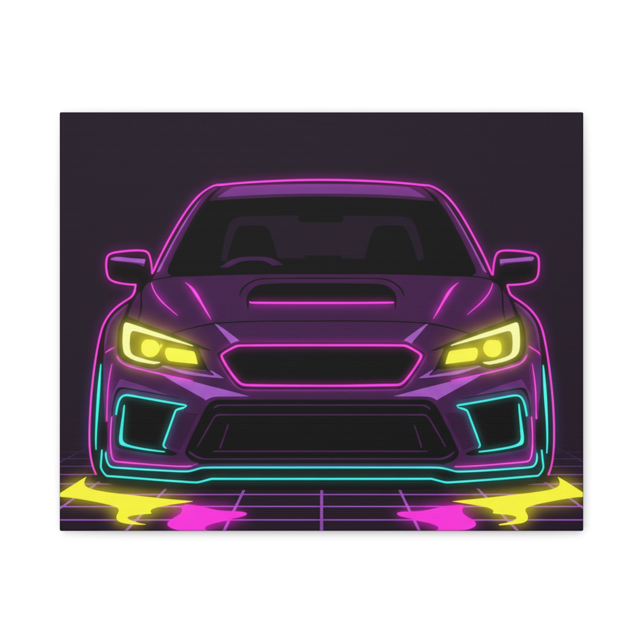 Subaru WRX STI Neon Synthwave Canvas Wall Art