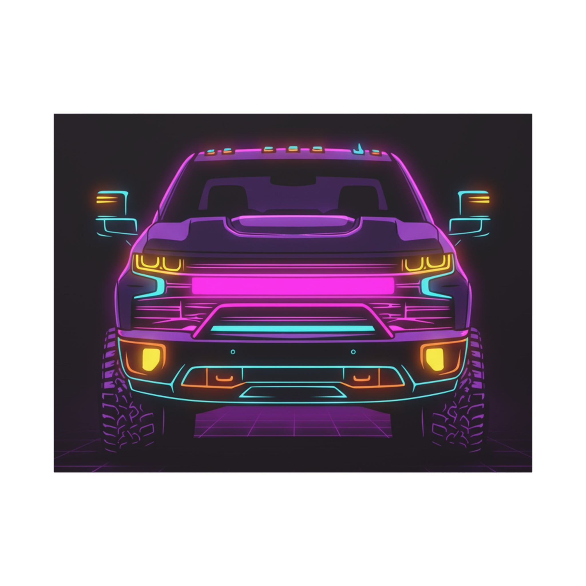 Chevy Silverado Trail Boss (2019+) Neon Synthwave Canvas Wall Art