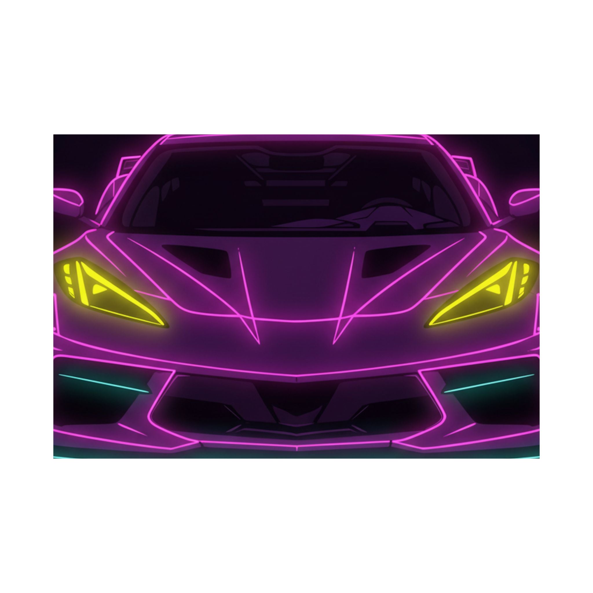 Corvette C8 (2020+) Neon Synthwave Poster