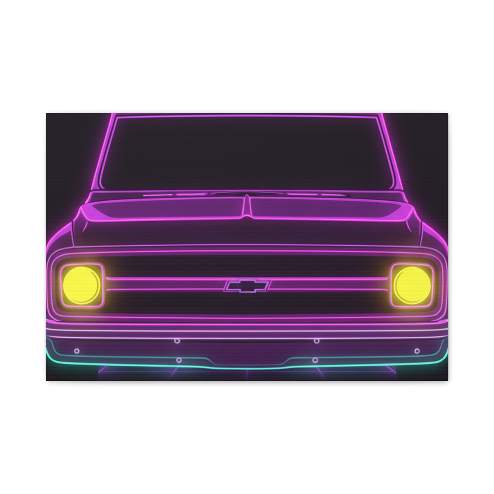 Chevy C10 Pickup (1967-72) Pro-Touring Neon Synthwave Canvas Wall Art