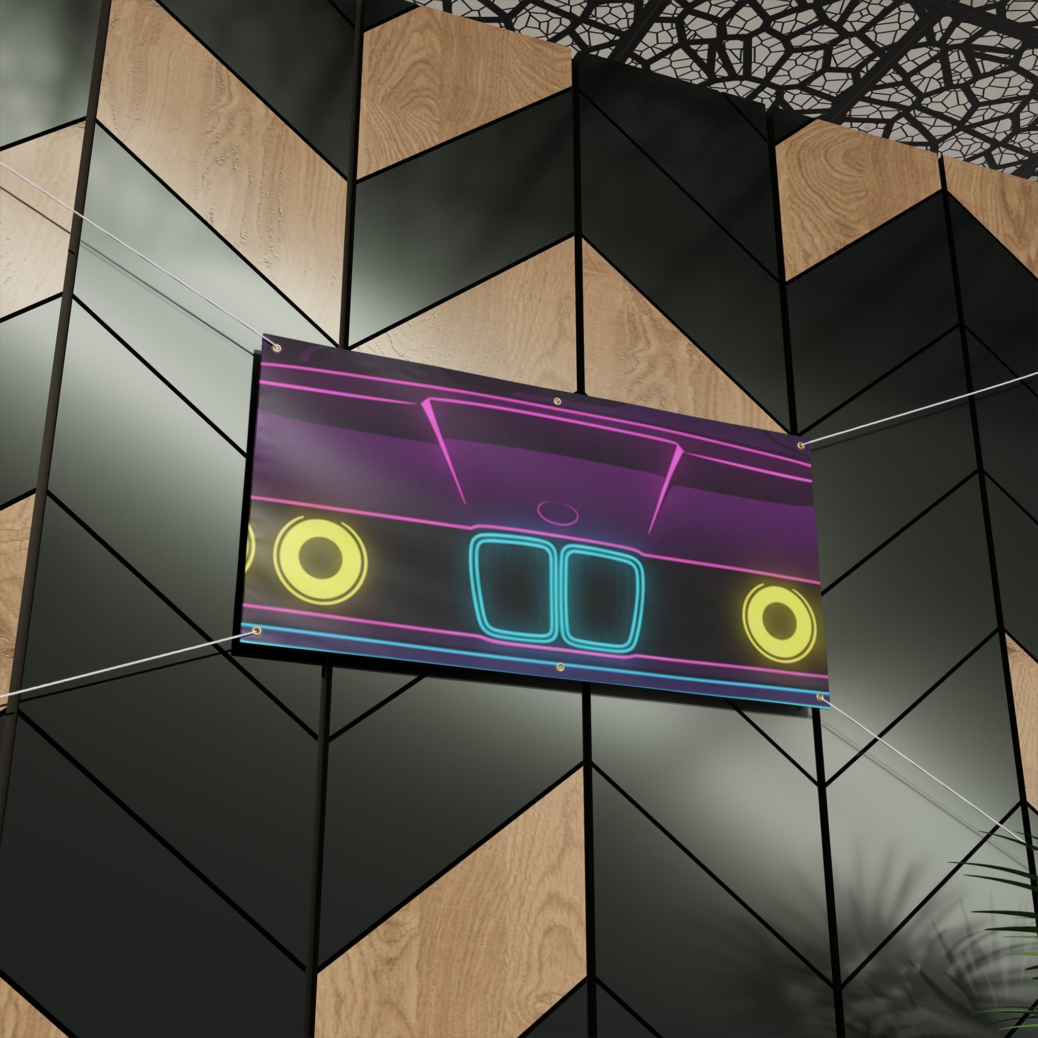 BMW E30 Neon Synthwave Banner