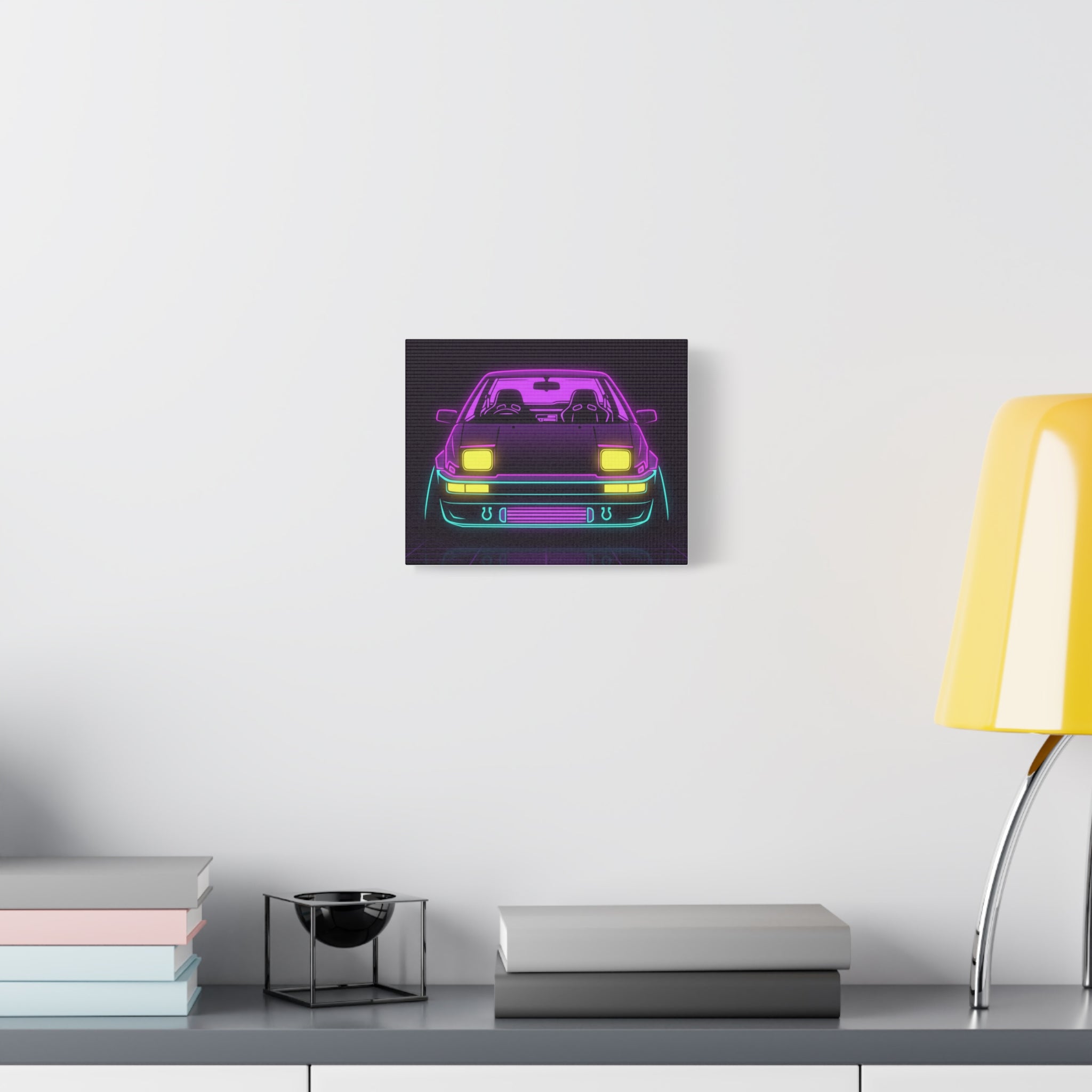 Toyota AE86 (1983-87) Neon Synthwave Canvas Wall Art
