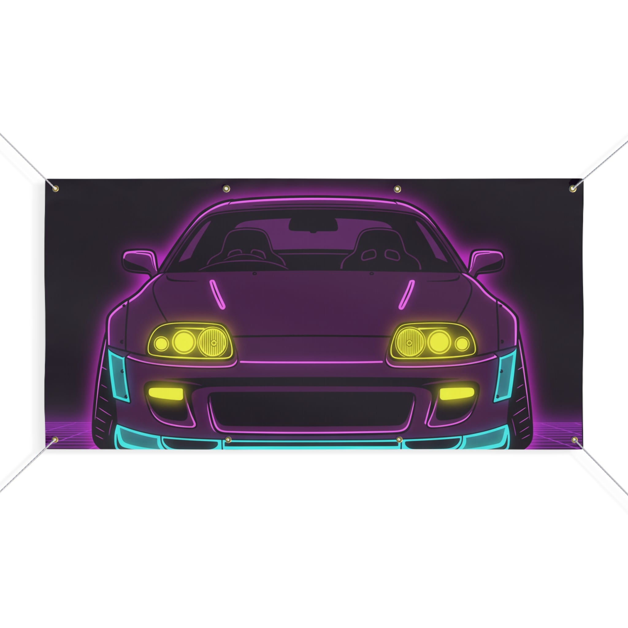 Toyota Supra MK4 Neon Synthwave Banner