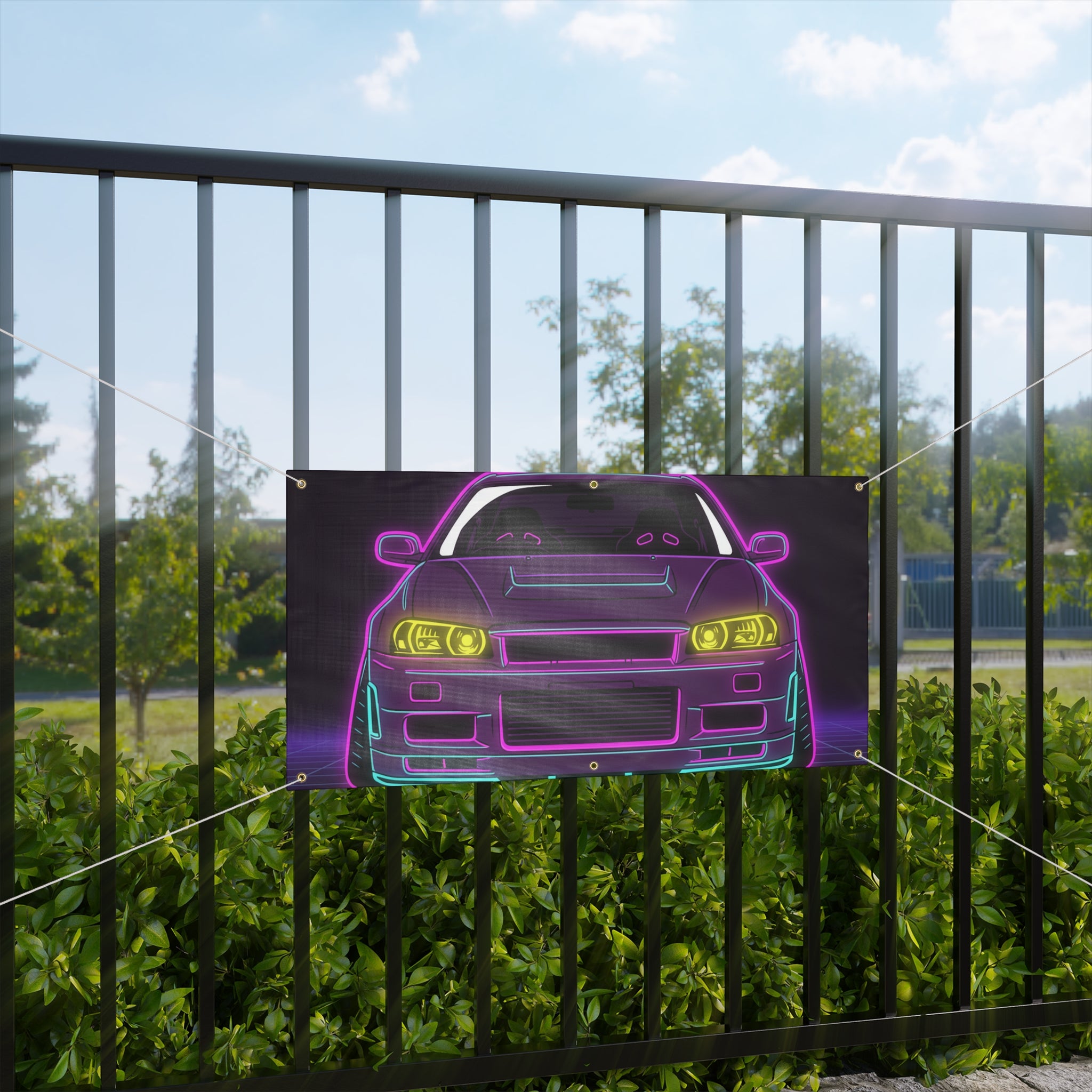 Nissan GT-R Neon Synthwave Banner